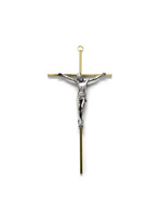 Gold Metal Crucifix with Silver Corpus 10"