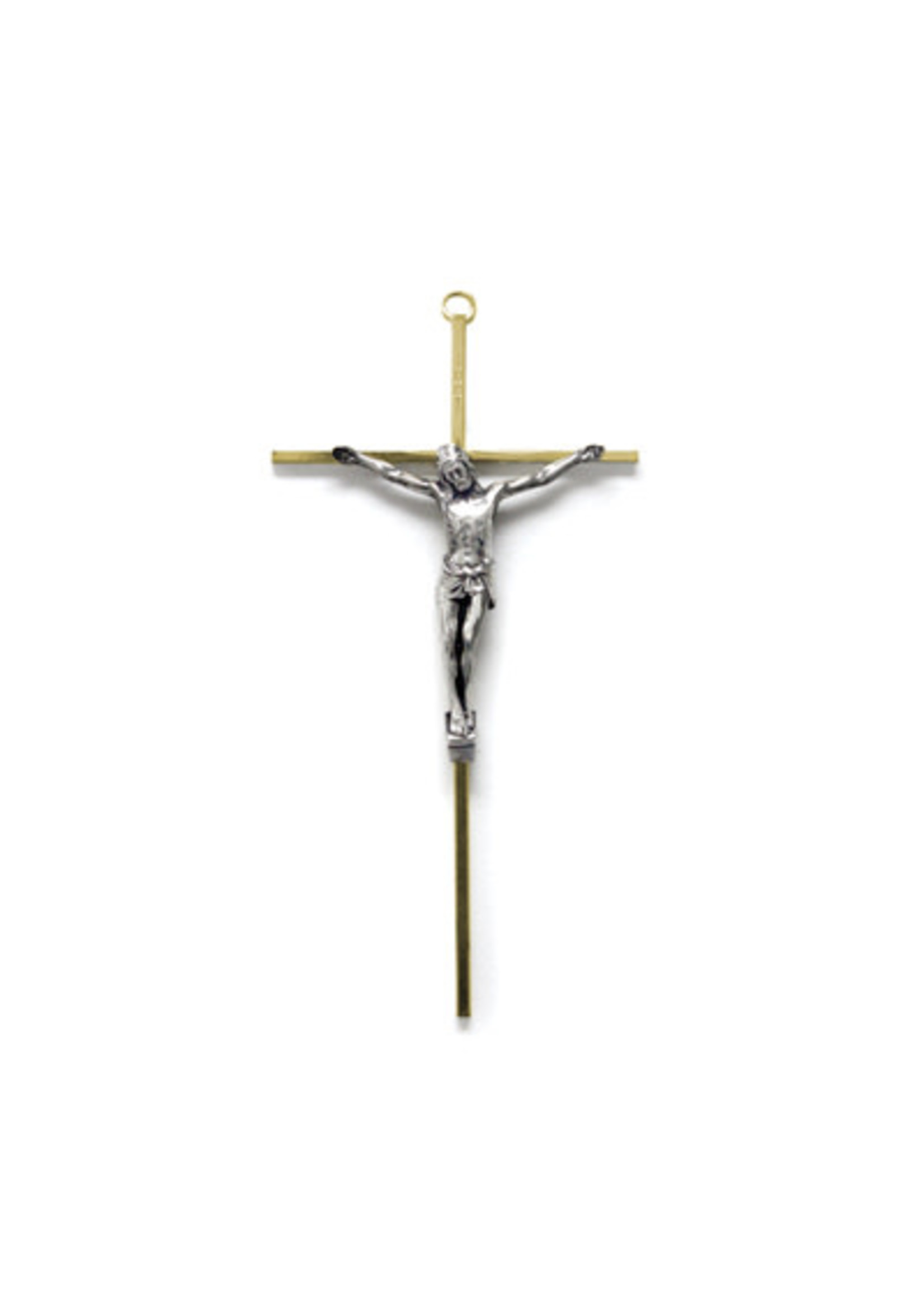 Gold Metal Crucifix with Silver Corpus 10"