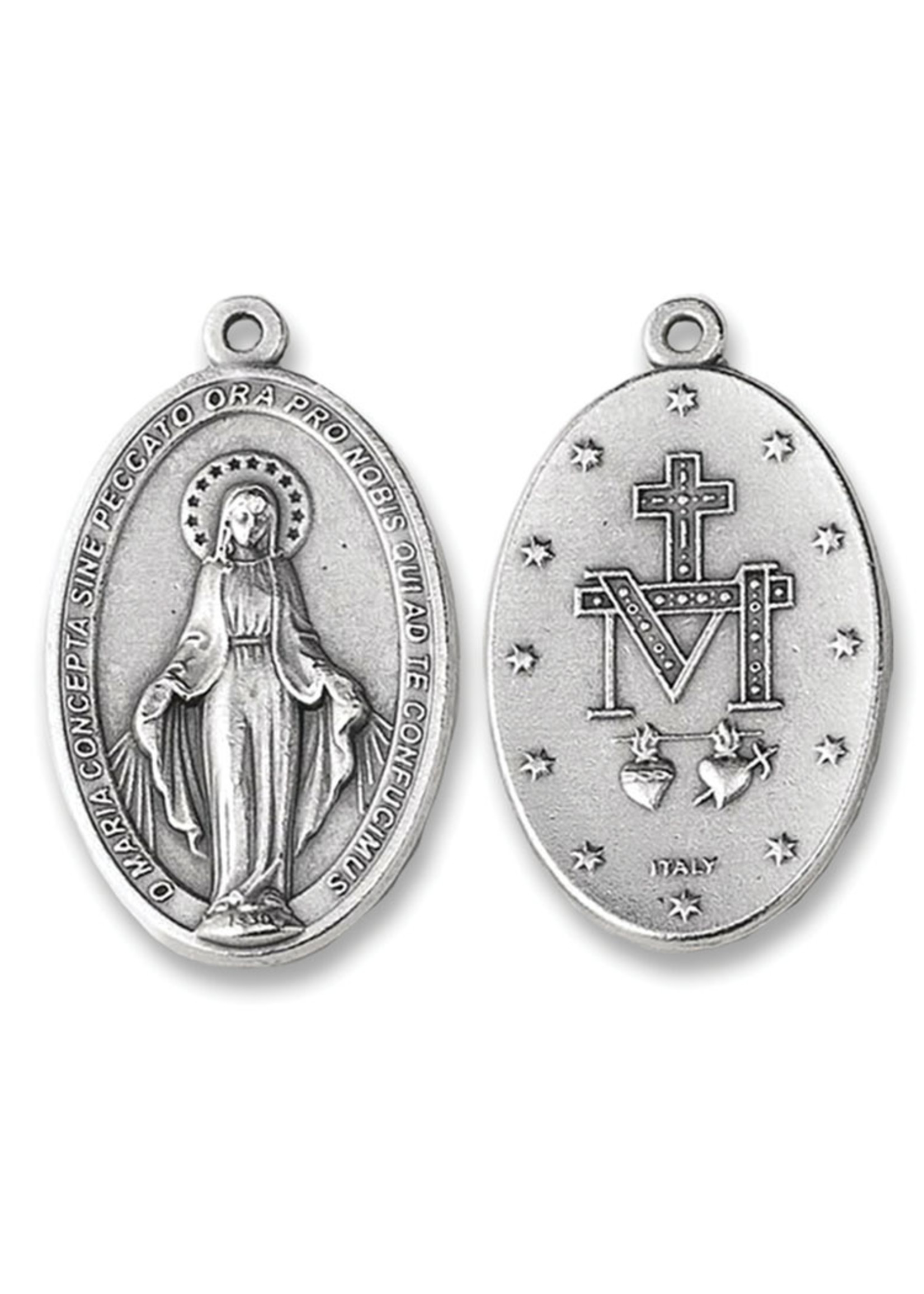 Miraculous Medal, Latin text,  Oxidized 1.5"