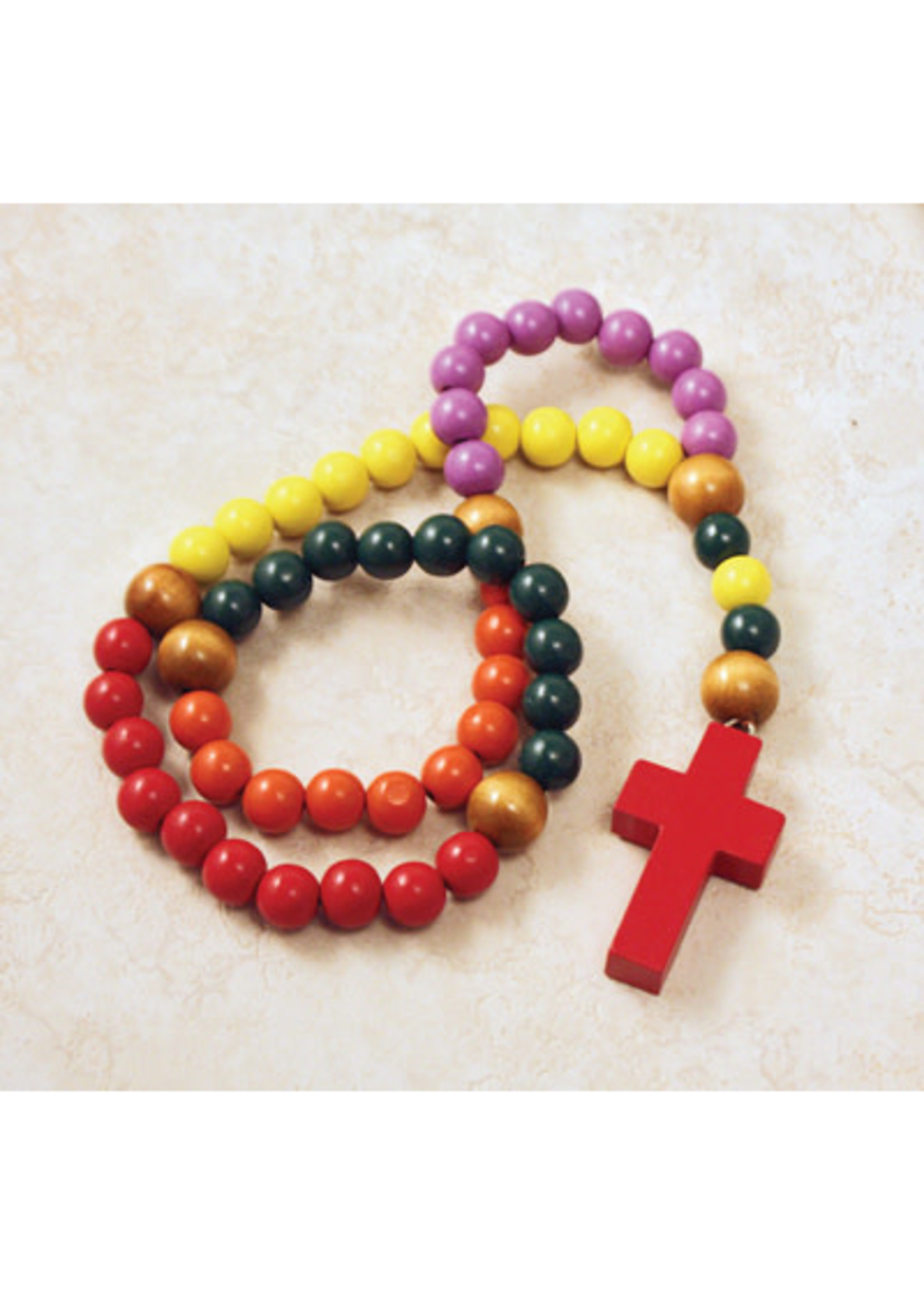 Children's Rosary with Multi-Colored Wood Beads