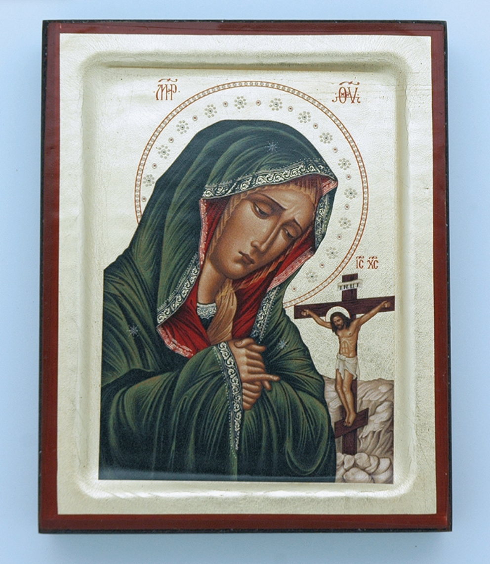 Our Lady of Sorrows Hand Painted Icon 4" x 5" Our Lady of Peace Gift