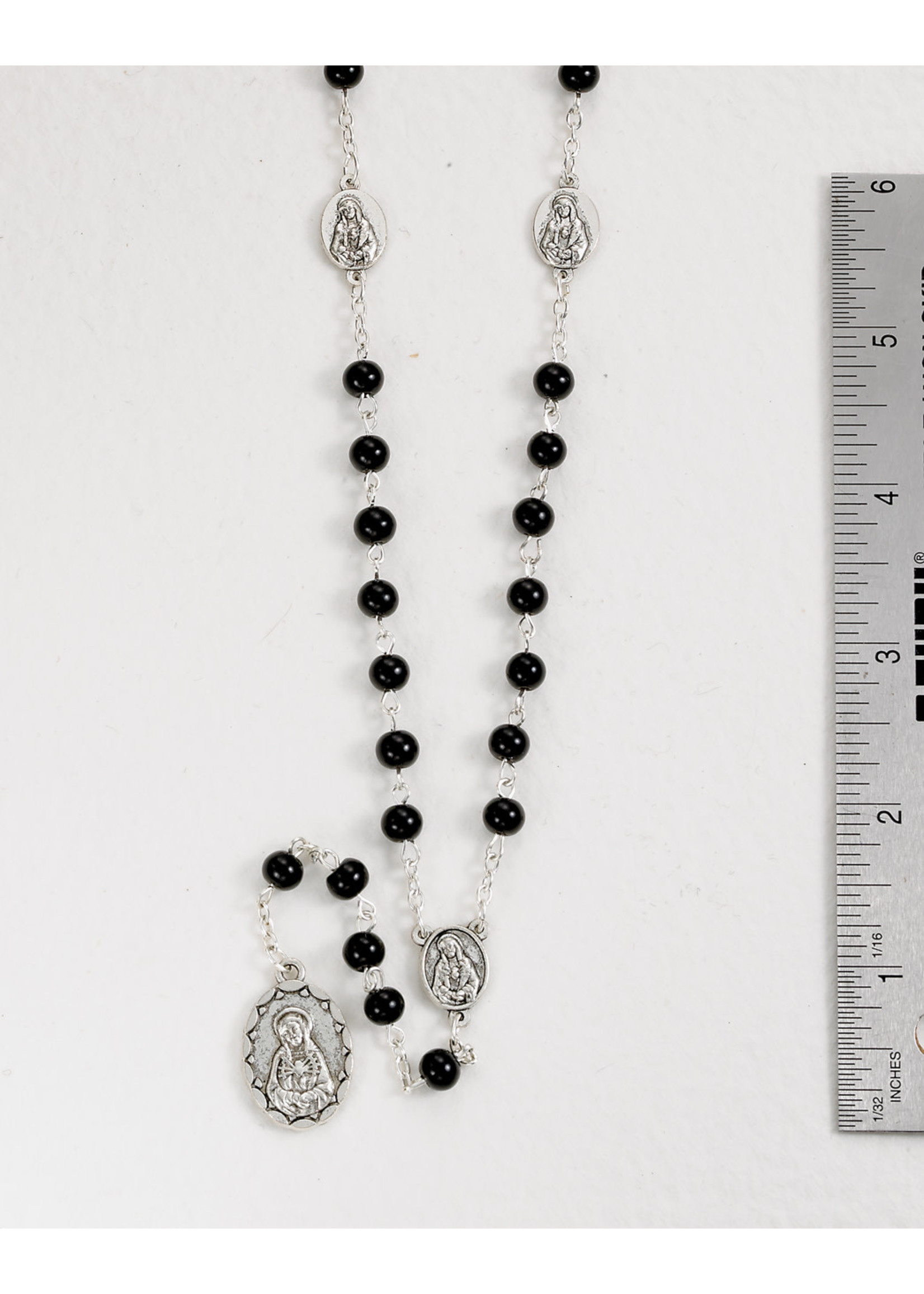 Seven Sorrows Rosary, 6mm black pearl beads