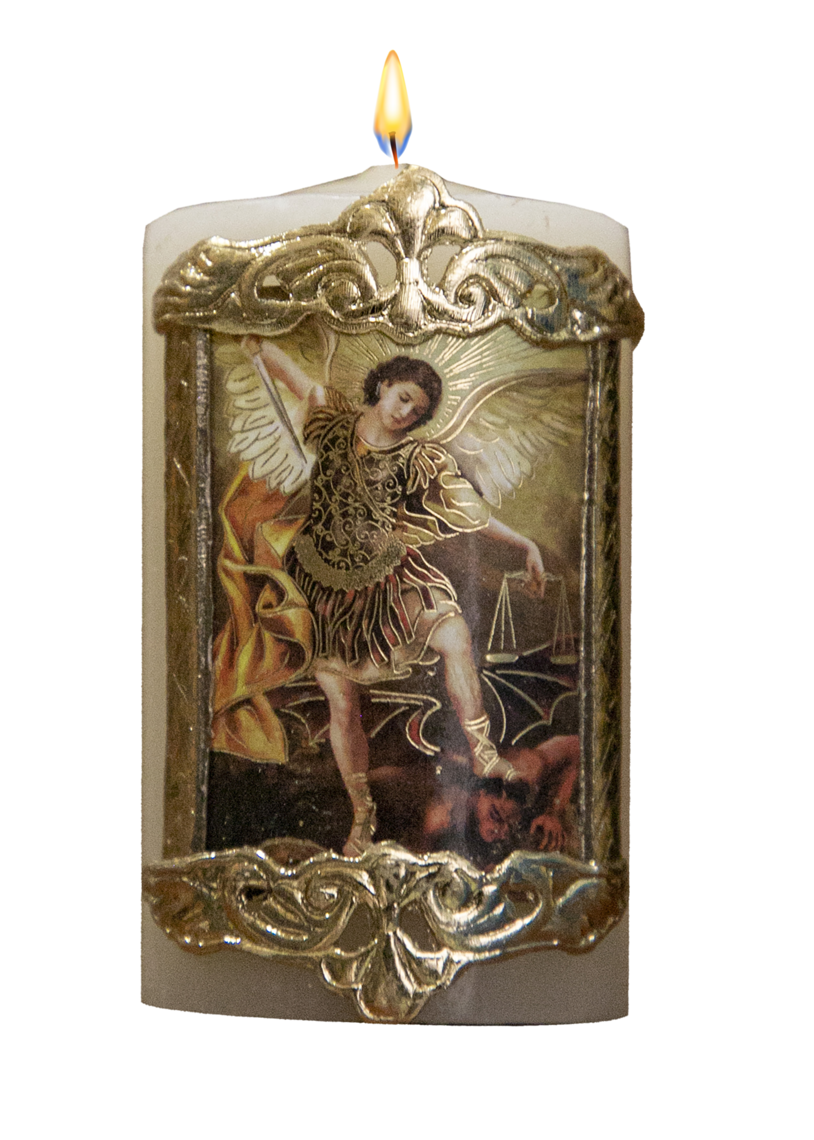 St Michael Cirios Candle,  3.15" x 1.8"