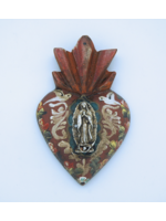 Mexican Wood Heart Guadalupe - 5"