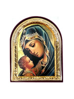 Madonna and Child in Blue Arched Foil Icon