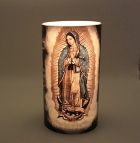 Our Lady of Guadalupe 4 x 7 LED Candle Our Lady of Peace Gift Shop