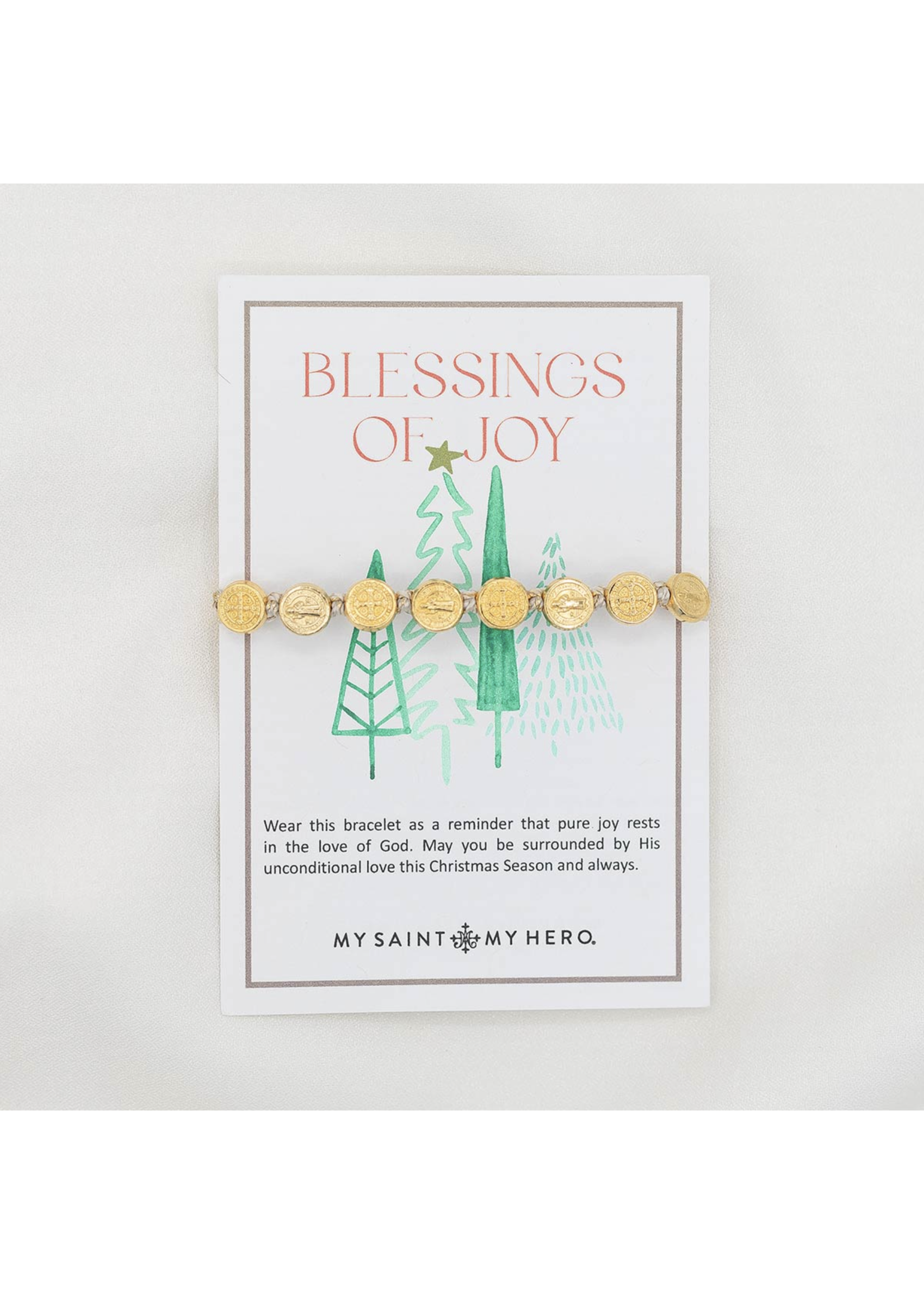 My Saint My Hero Blessings of Joy Christmas Blessing Bracelet - Gold Tone