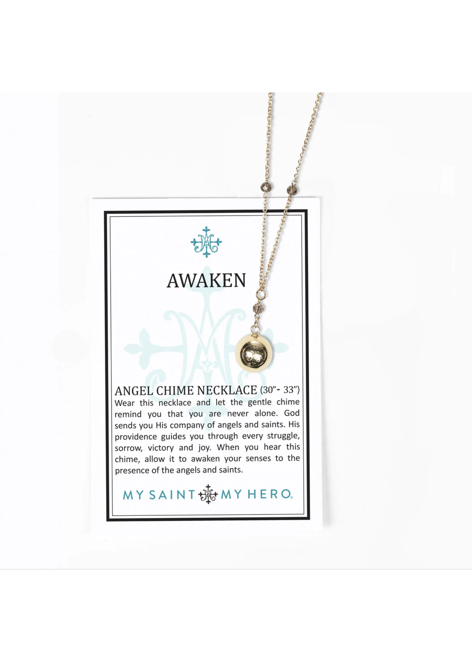 My Saint My Hero Awaken Angel Chime Necklace - Gold