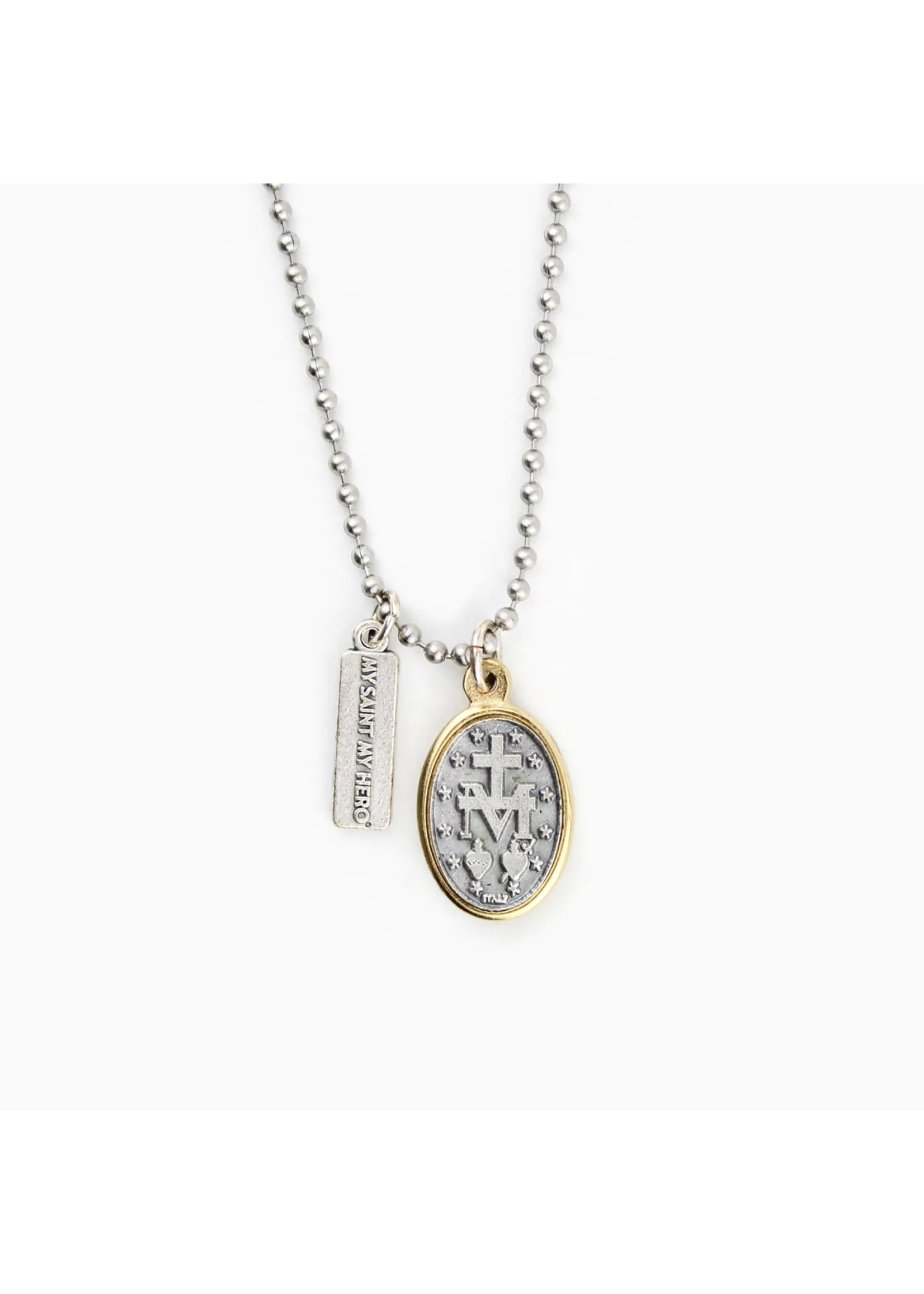 My Saint My Hero Miraculous Medal Bead Ball Necklace