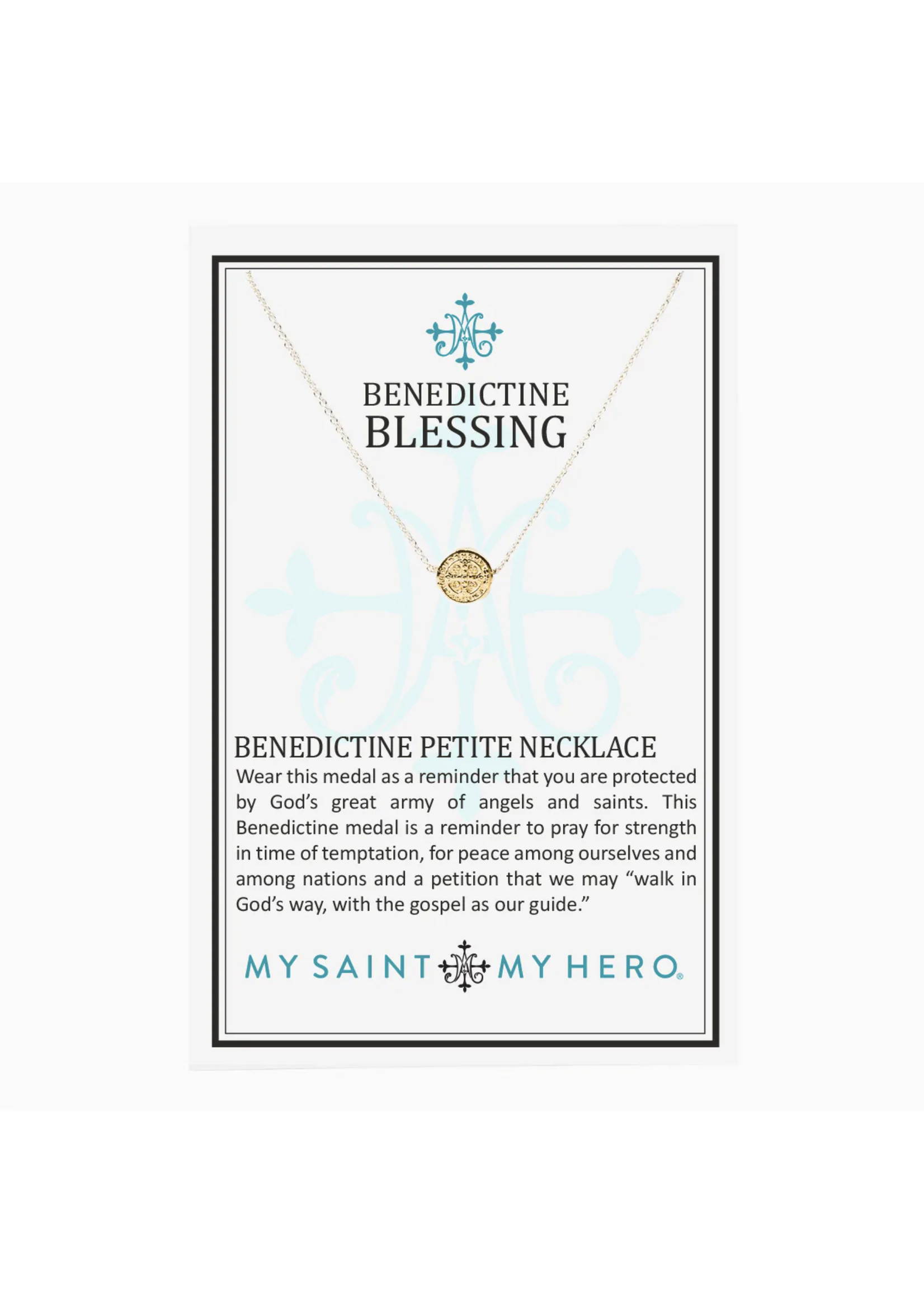 My Saint My Hero Benedictine Blessing Petite Necklace - Silver