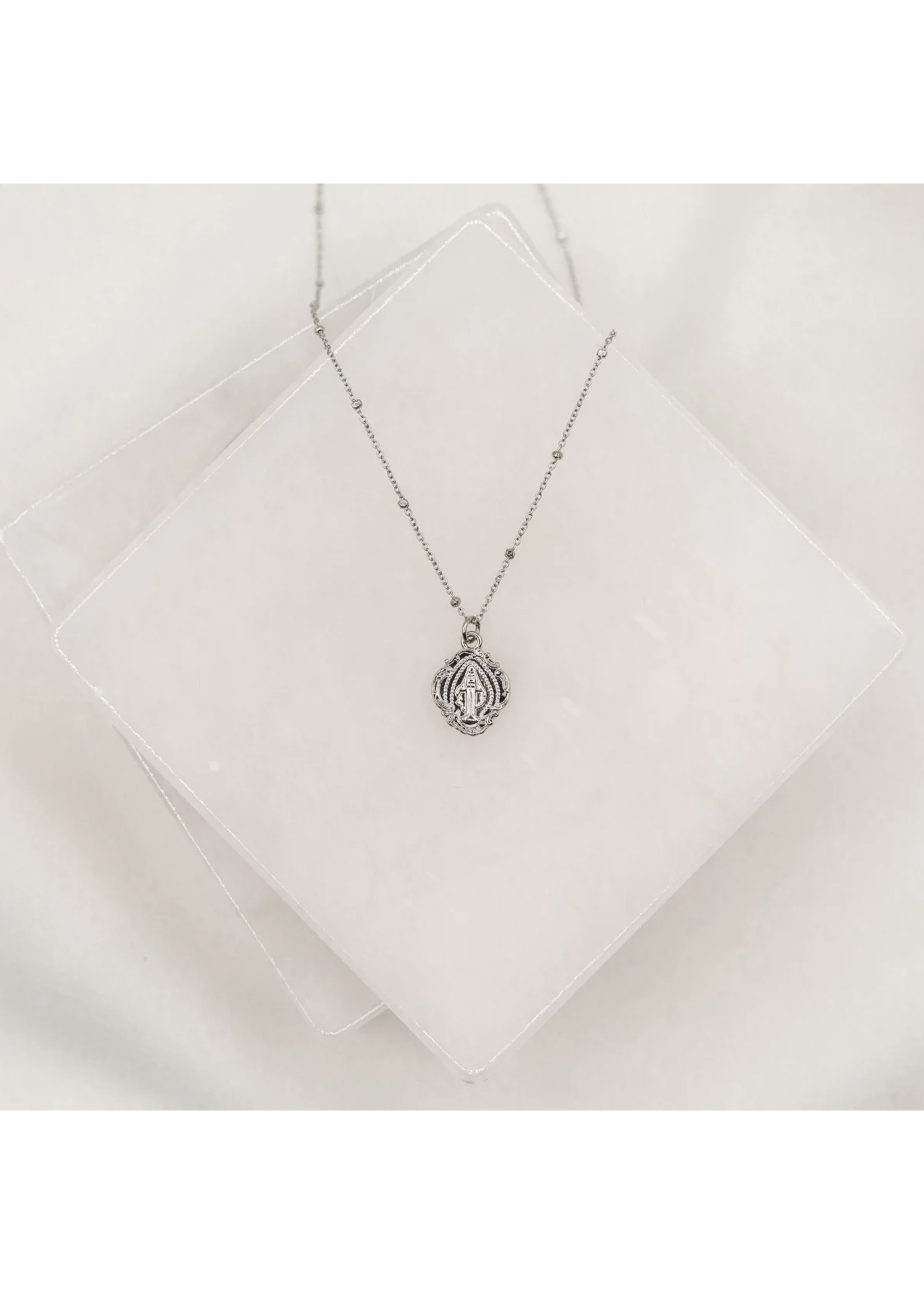 My Saint My Hero Miraculous Medal Petite Necklace - Silver