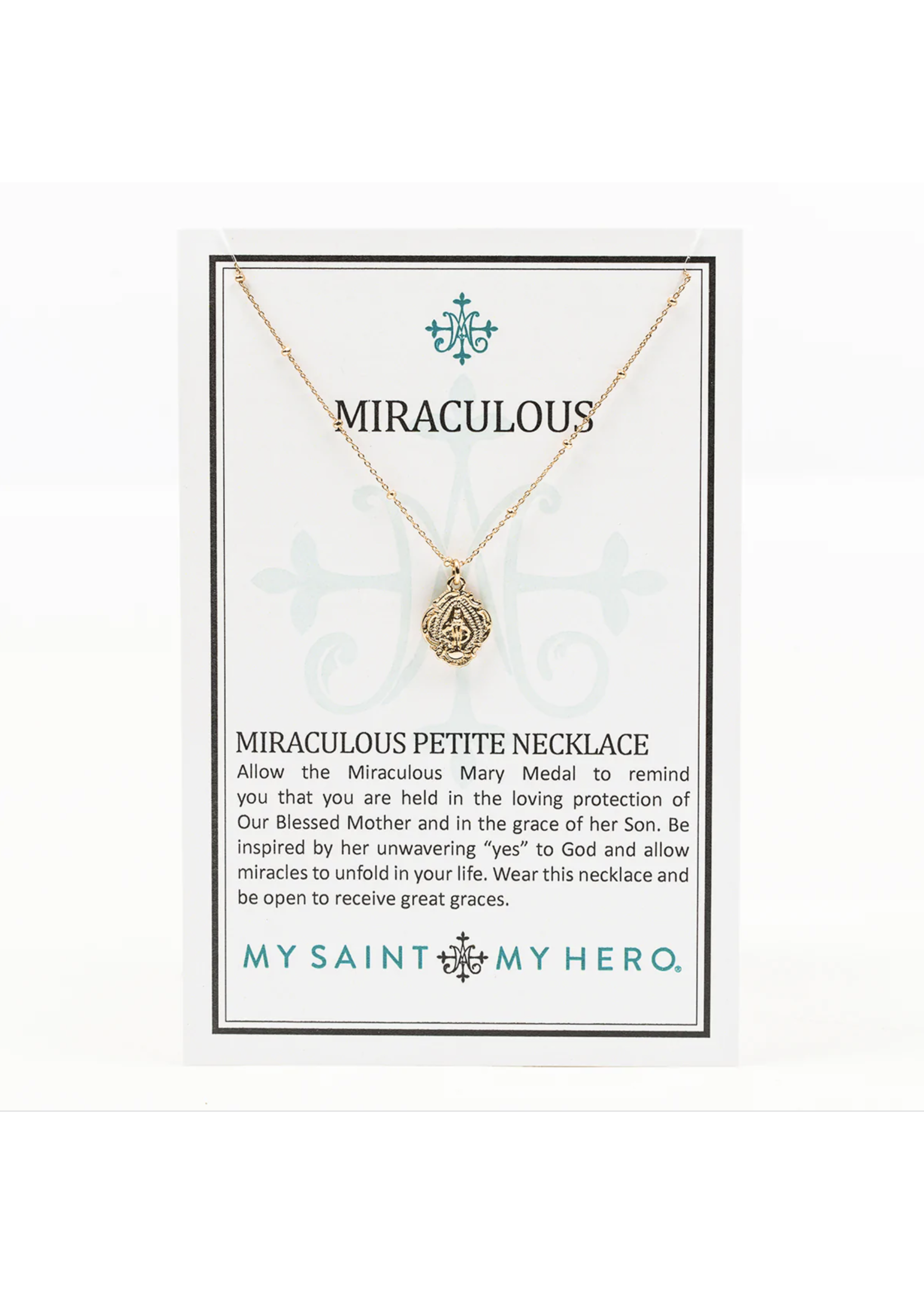 My Saint My Hero Miraculous Medal Petite Necklace - Silver