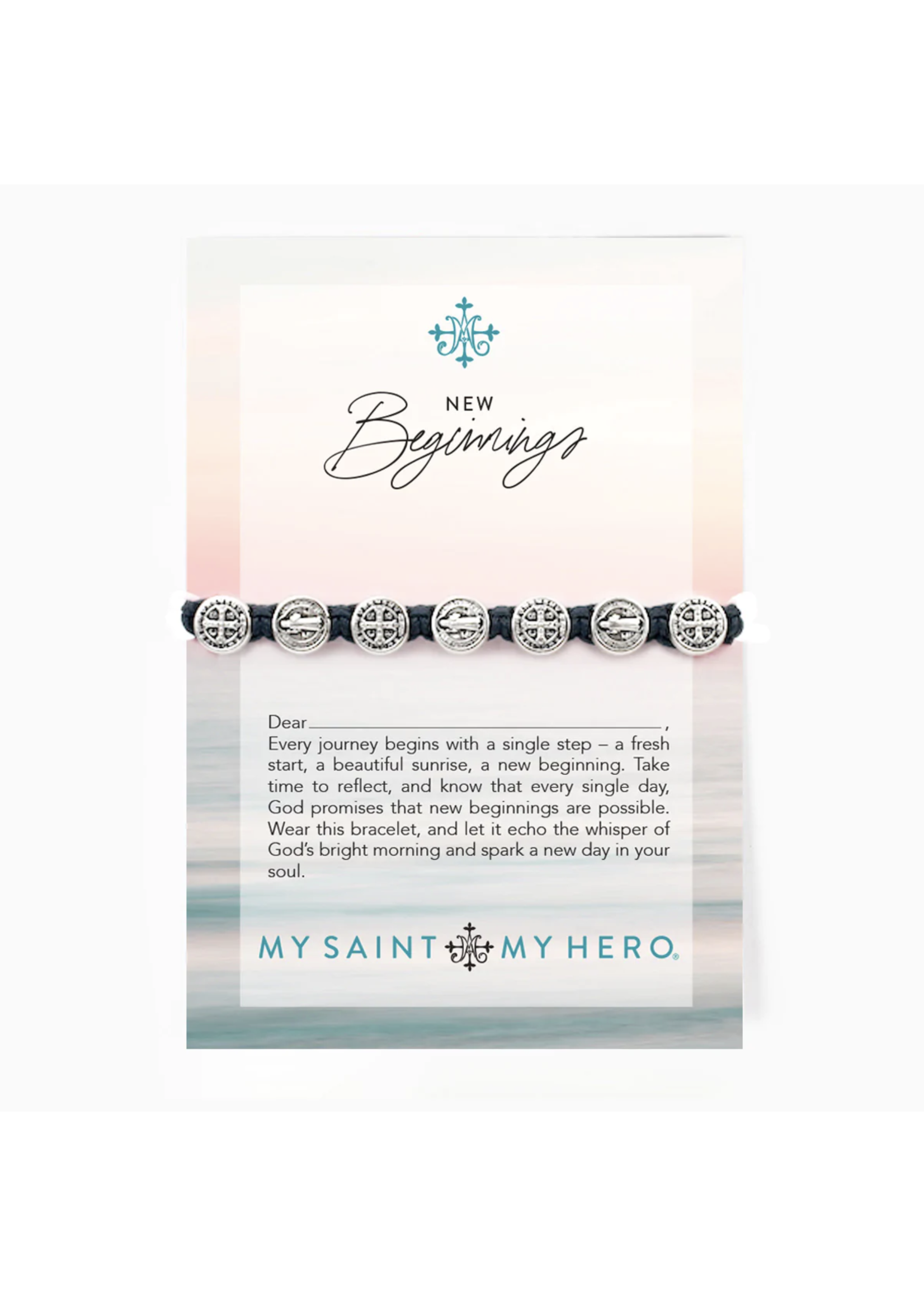 My Saint My Hero New Beginnings Benedictine Blessing Bracelet - slate