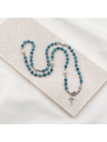 My Saint My Hero Miracles Rosary Wrap Bracelet - blue stone & pearl