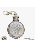 Our Lady of Lourdes Round Holy Water Flask