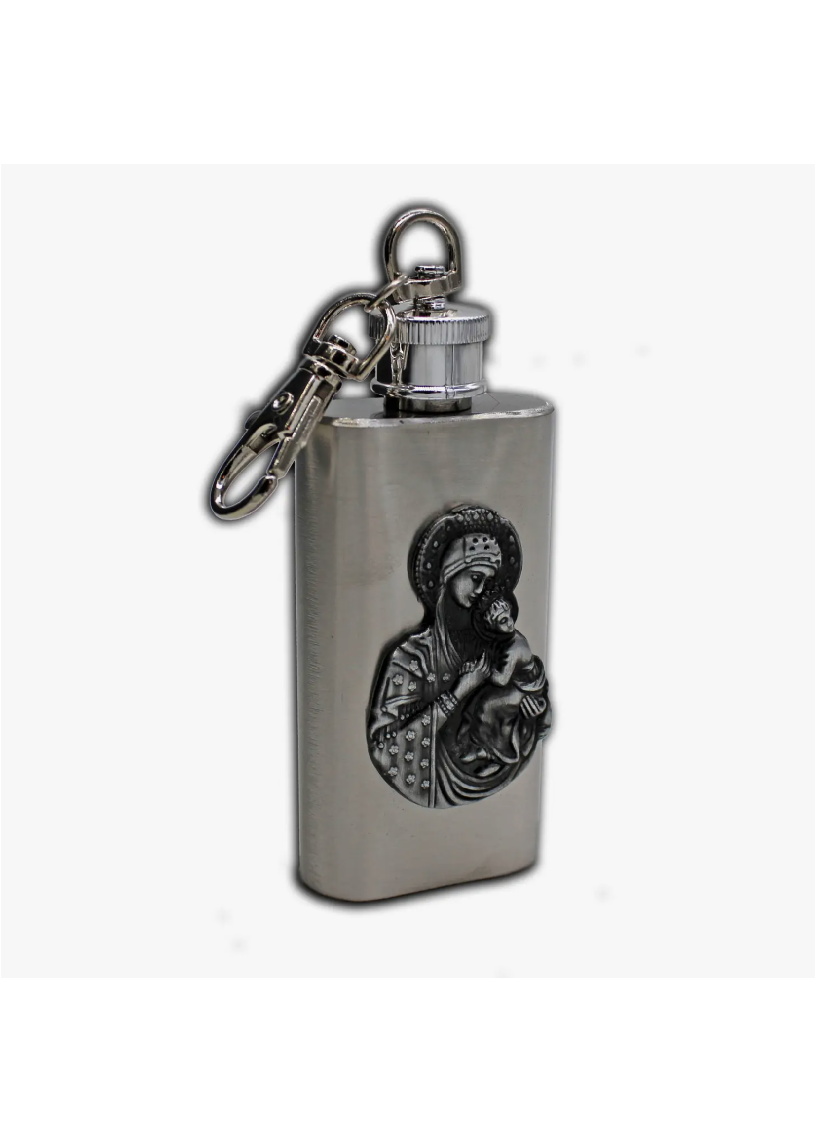 Madonna and Child Stainless Steel Holy Water Flask