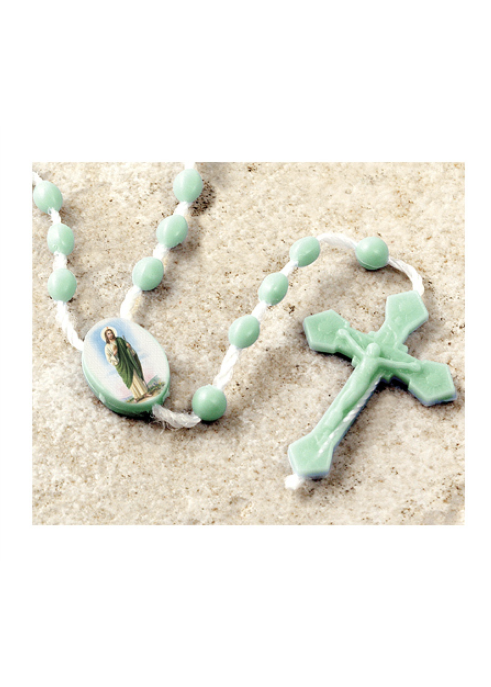 St Jude Green Plastic Rosary