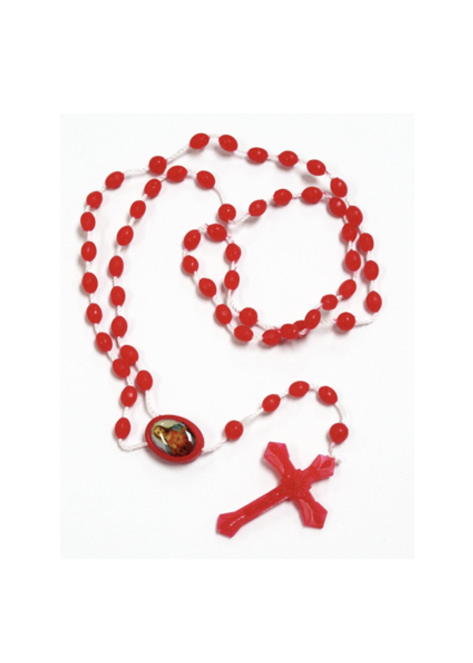 Sacred Heart of Jesus Red Plastic Rosary
