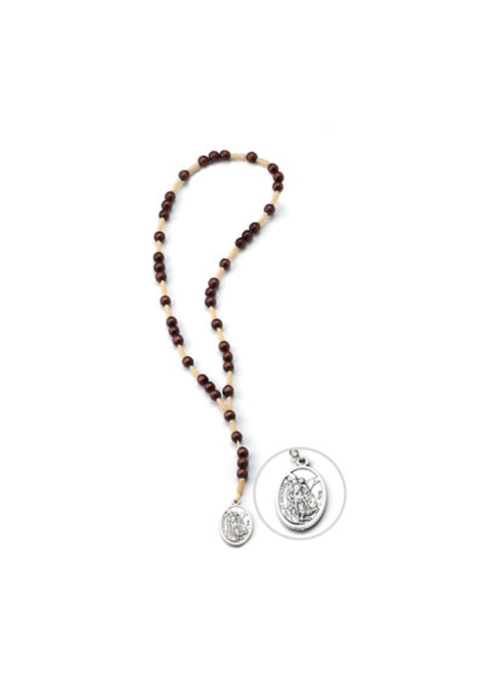 St Michael Rosary Chaplet - wood beads