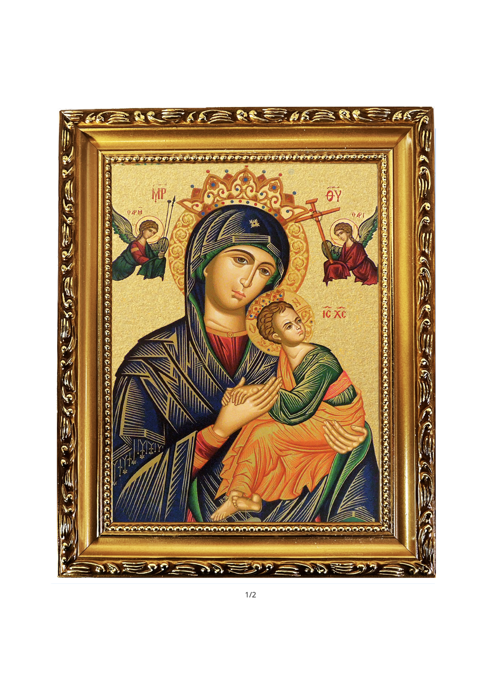 Perpetual Help Foil Icon in Wooden Gold Frame