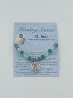 Saint Jude Healing Saints Green Glass Bracelet