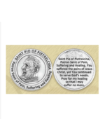 St Padre Pio pocket prayer token/coin