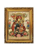 Virgin Mary and Christ Unfading Bloom Foil Icon in Wooden Gold Frame