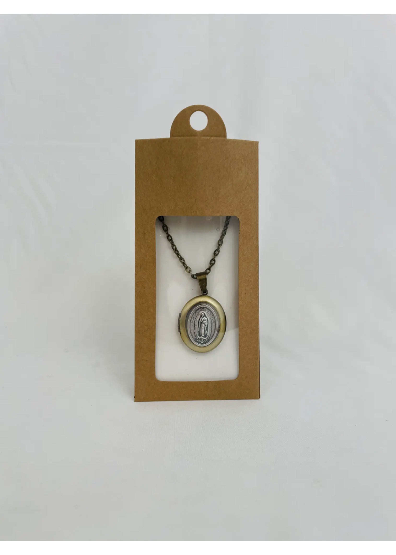 Our Lady of Guadalupe Bronze Locket Necklace