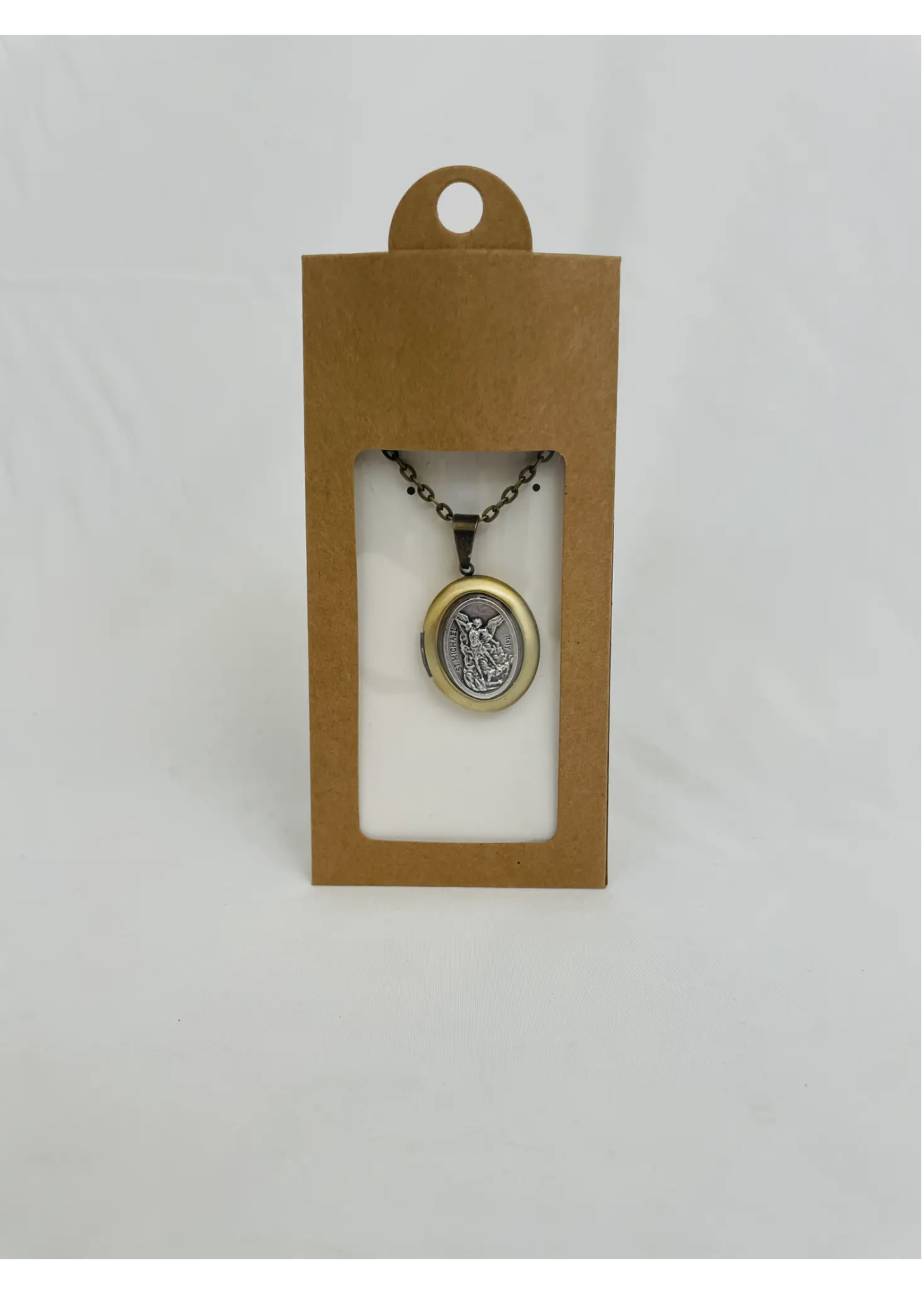 St Michael Bronze Locket Necklace