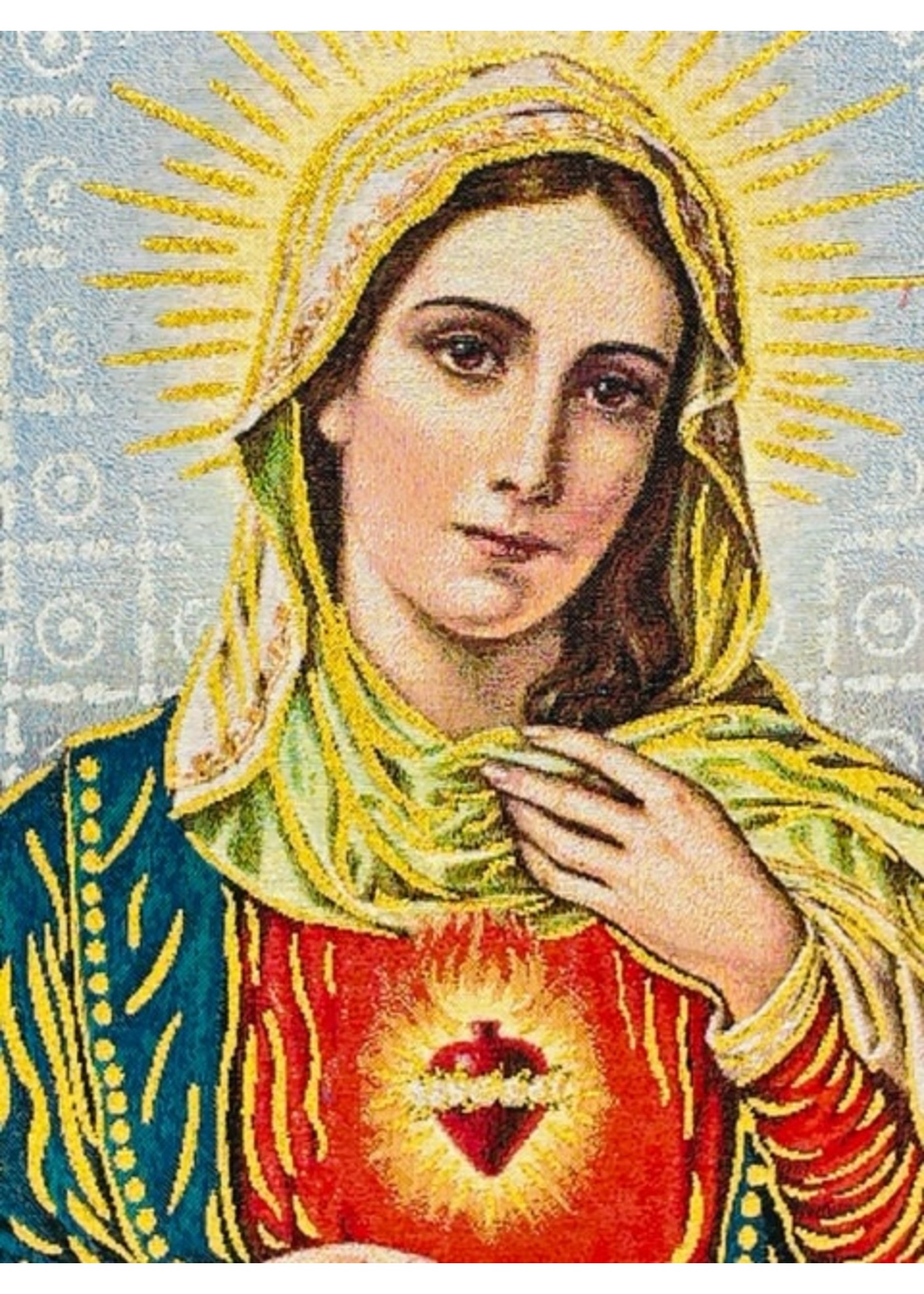 Immaculate Heart of Mary padded tapestry in frame