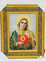 Immaculate Heart of Mary padded tapestry in frame