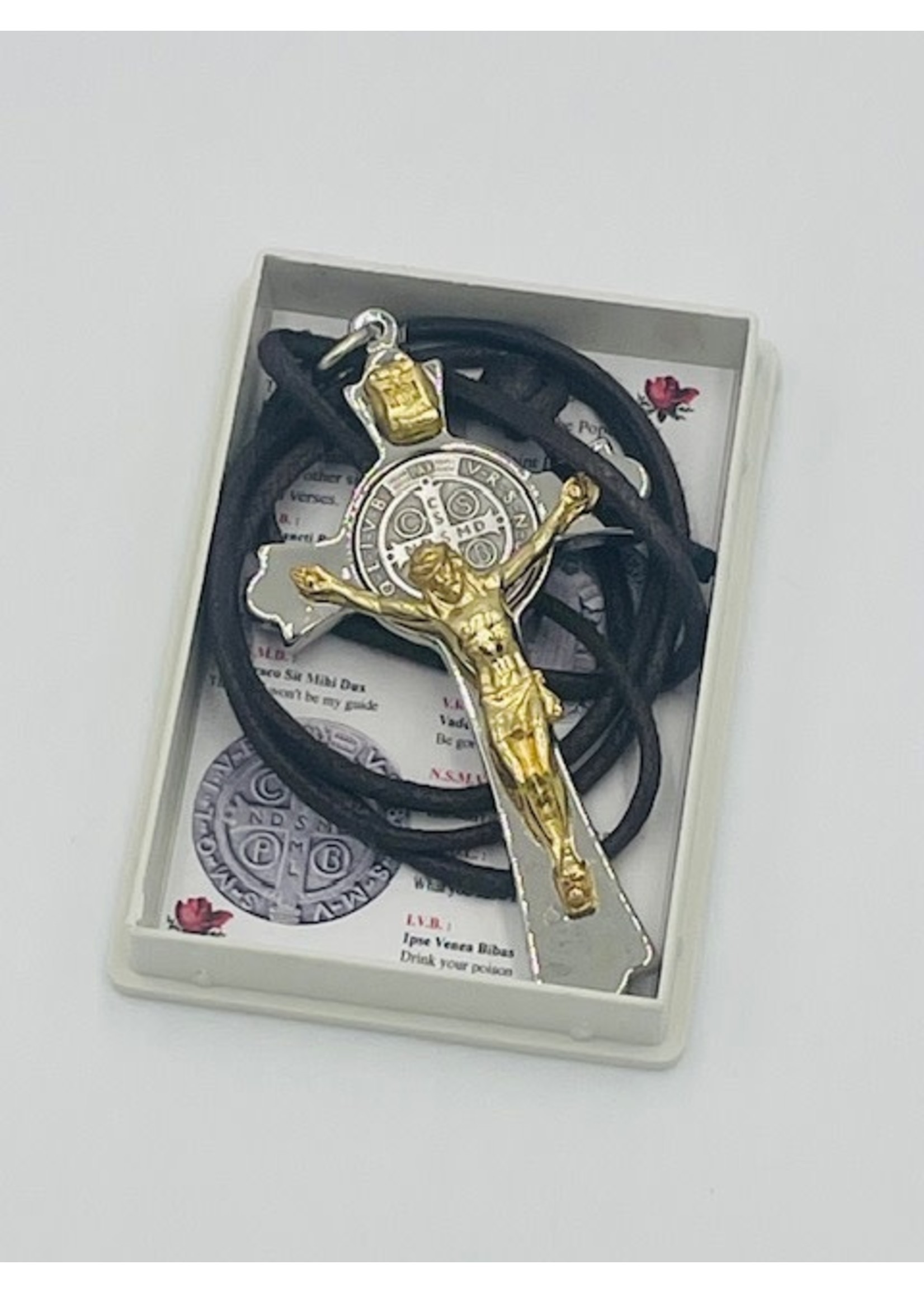 St Benedict 3" Silver Tone Cross/Gold Tone Corpus - Silver Tone Medal