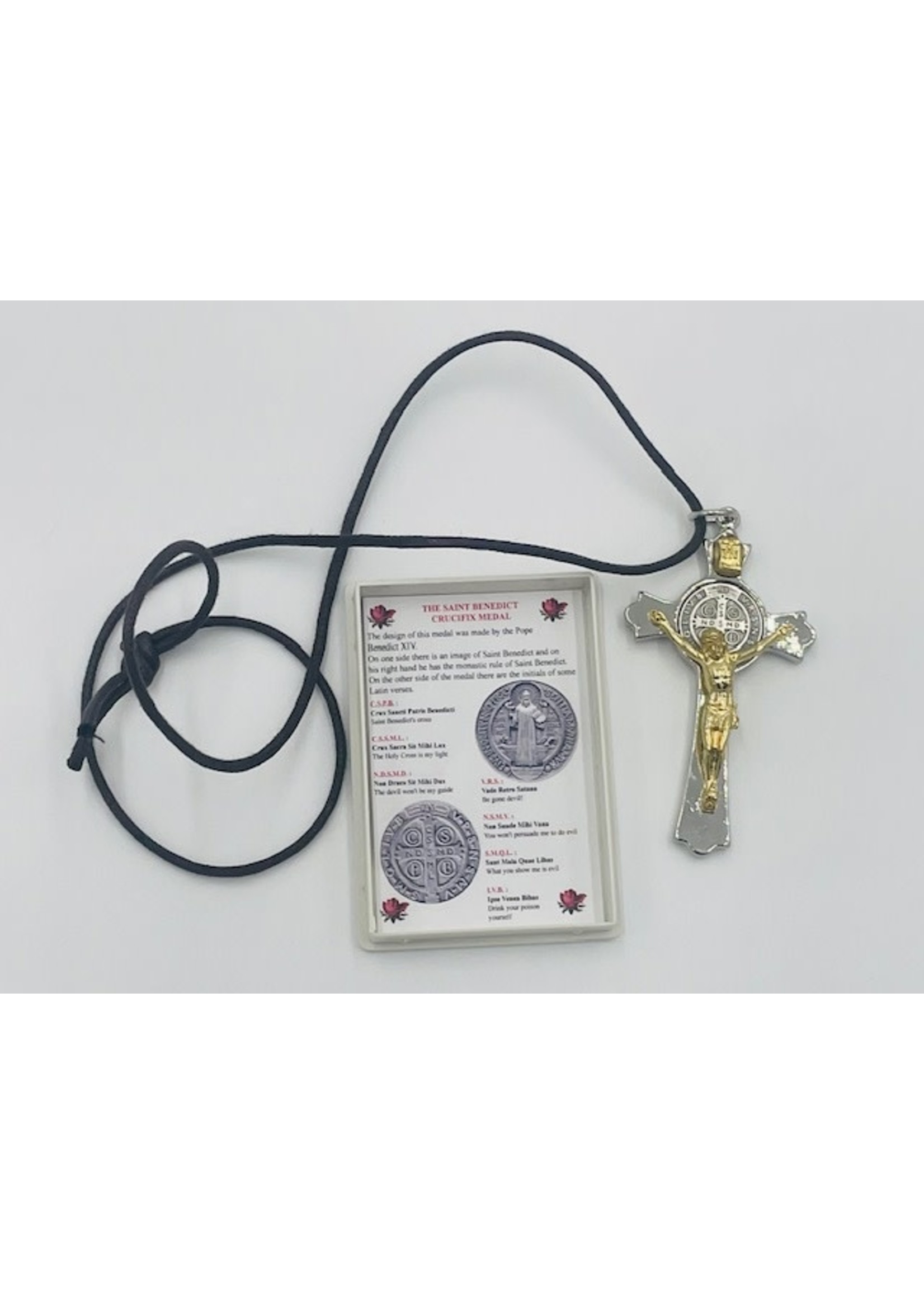 St Benedict 3" Silver Tone Cross/Gold Tone Corpus - Silver Tone Medal