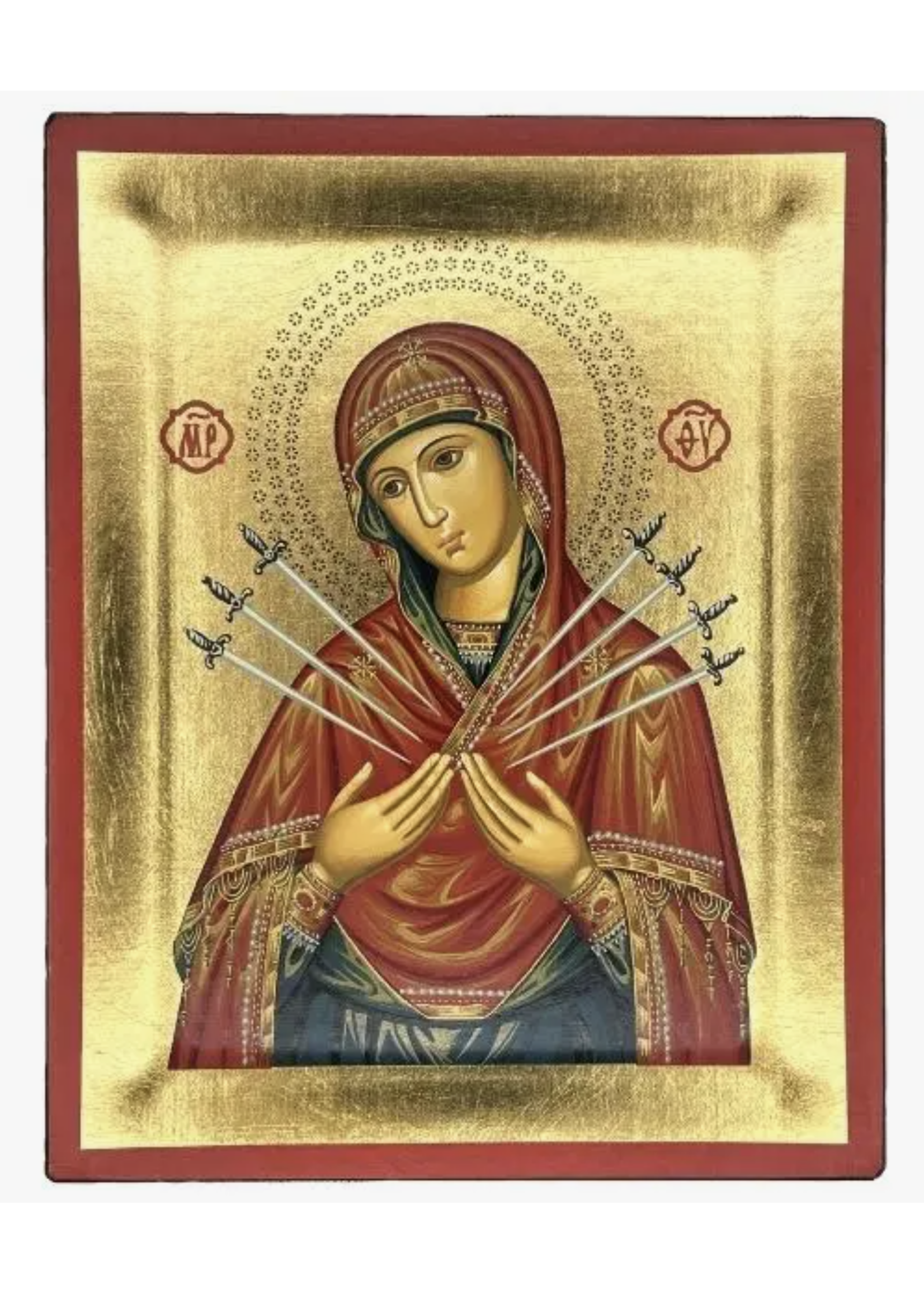 Virgin Mary with Seven Swords Silk Screen Icon