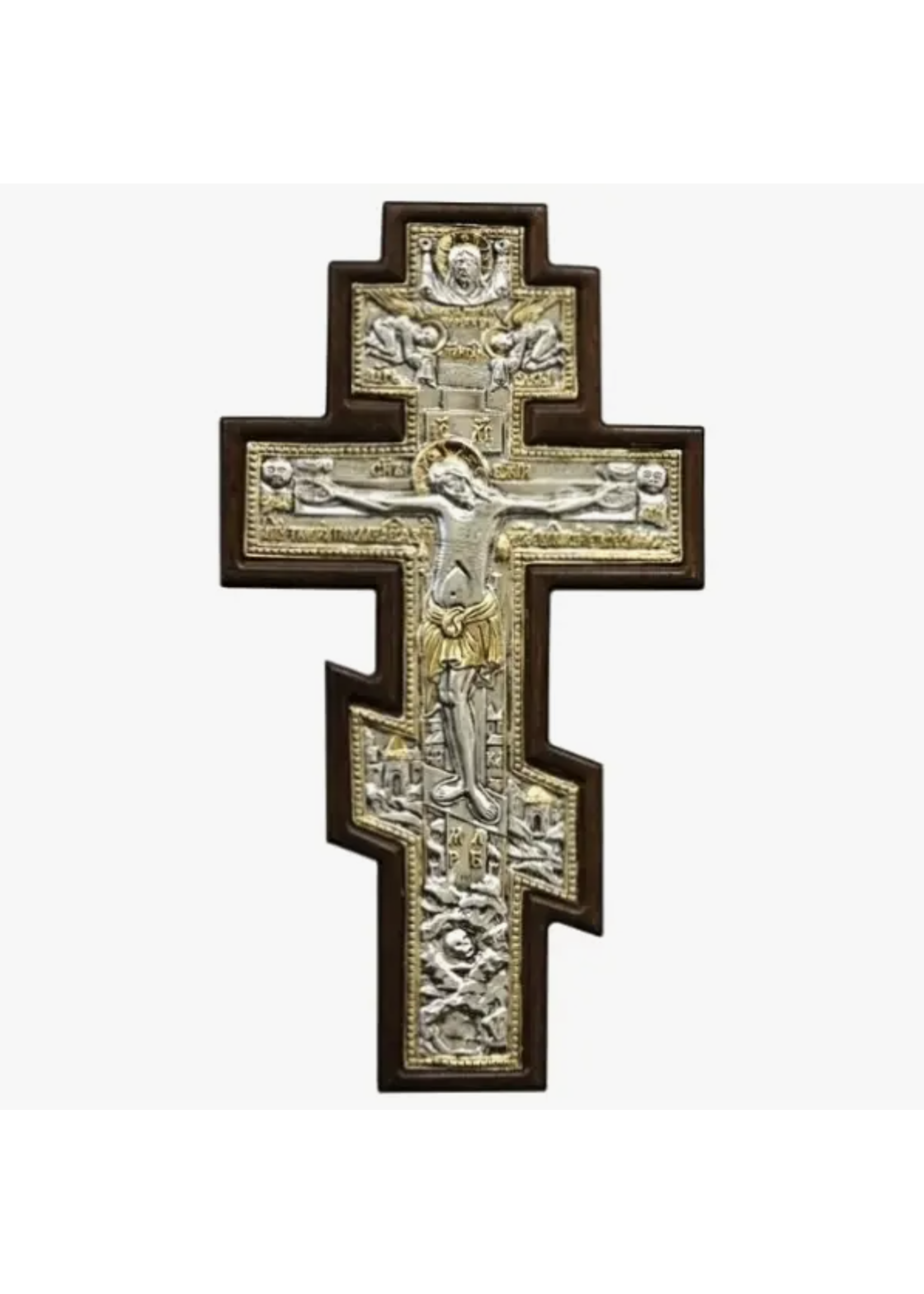 Holy Cross Crucifixion Icon – Engraved 925 Silver & Wood