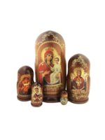 Matryoshka Icon Dolls 5 Nested With Icons of Virgin Mary and Christ