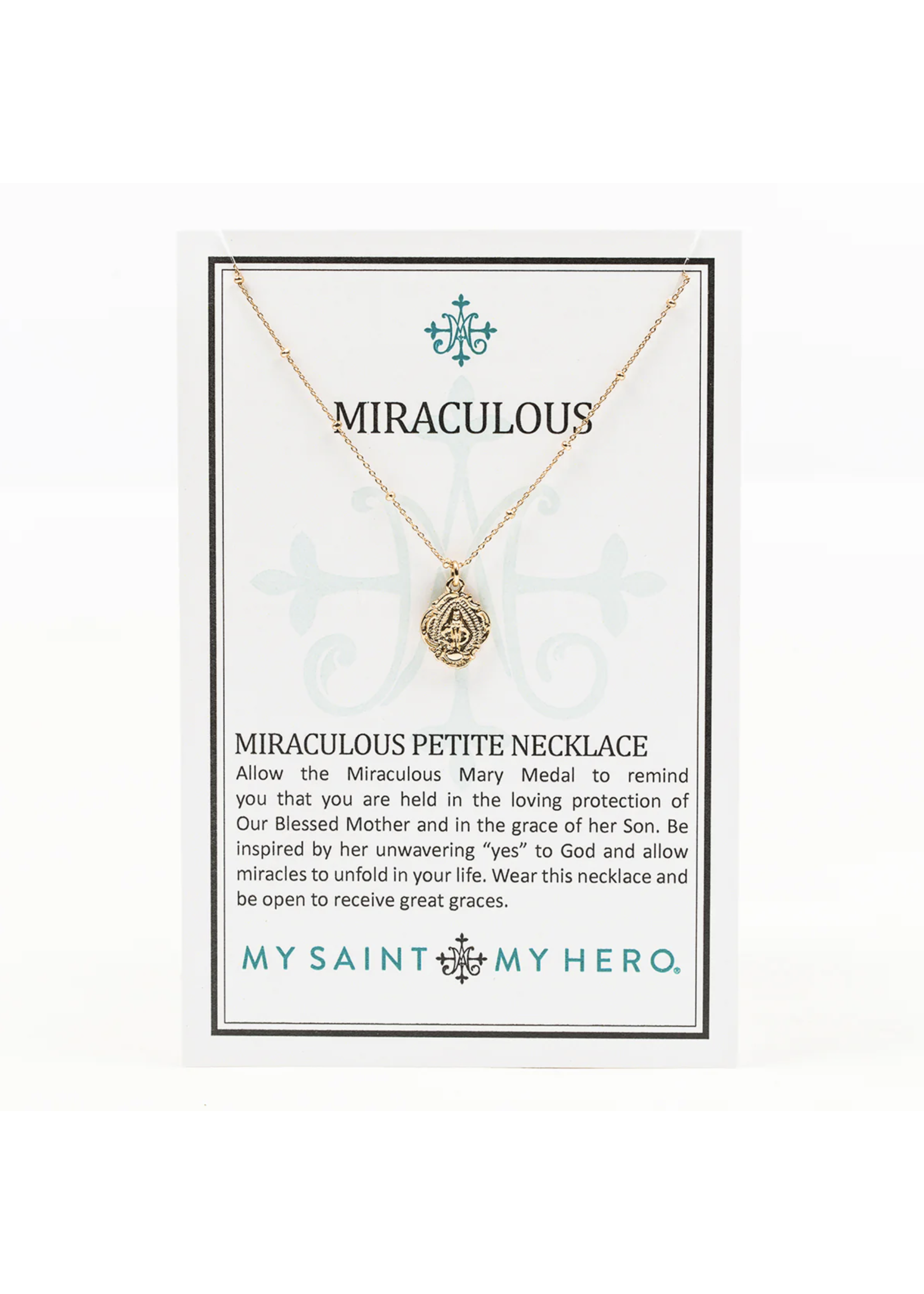 My Saint My Hero Miraculous Medal Petite Necklace - gold-tone