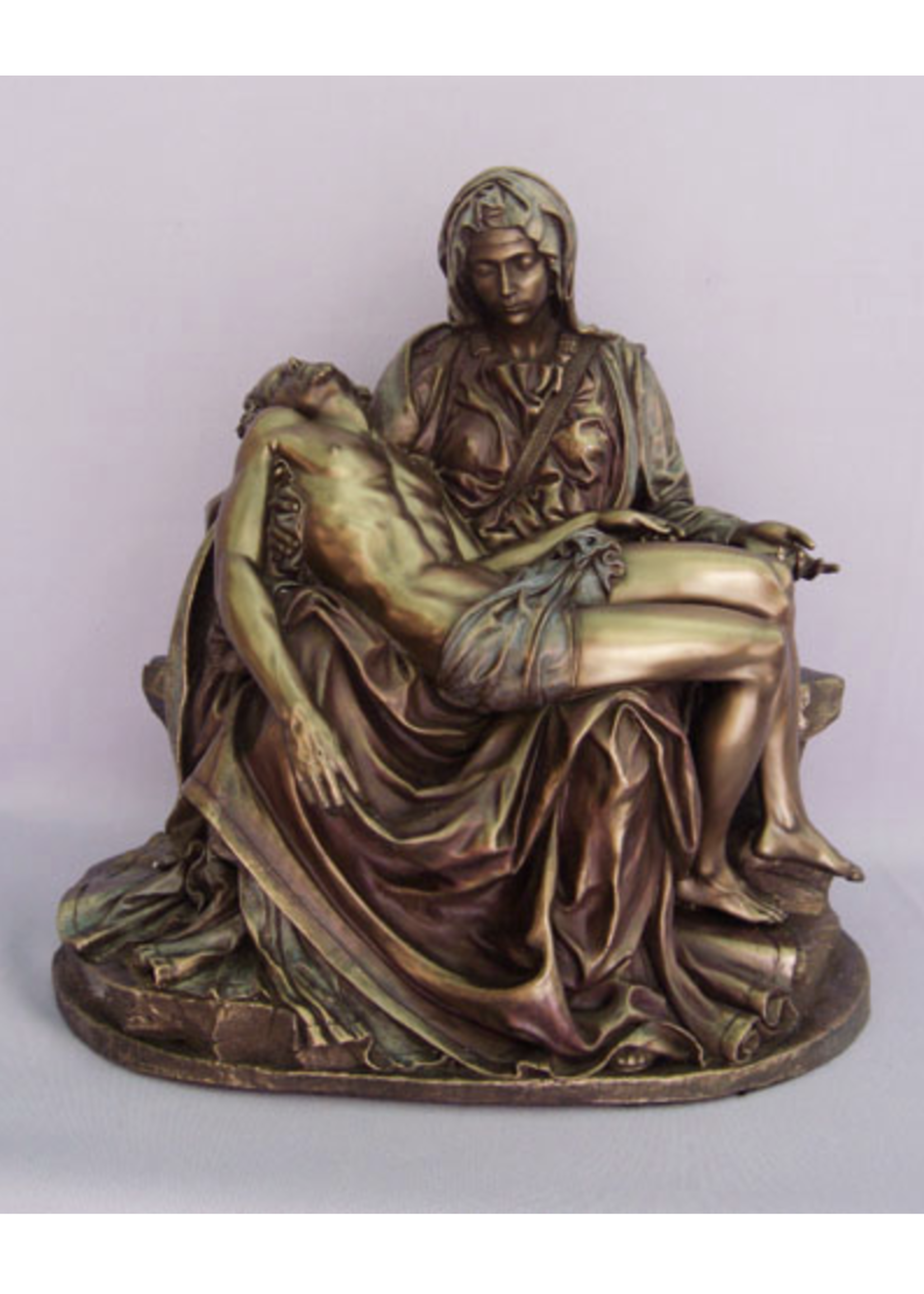 Pieta Statue, Cold-Cast Bronze, Lightly Hand-painted, 10"