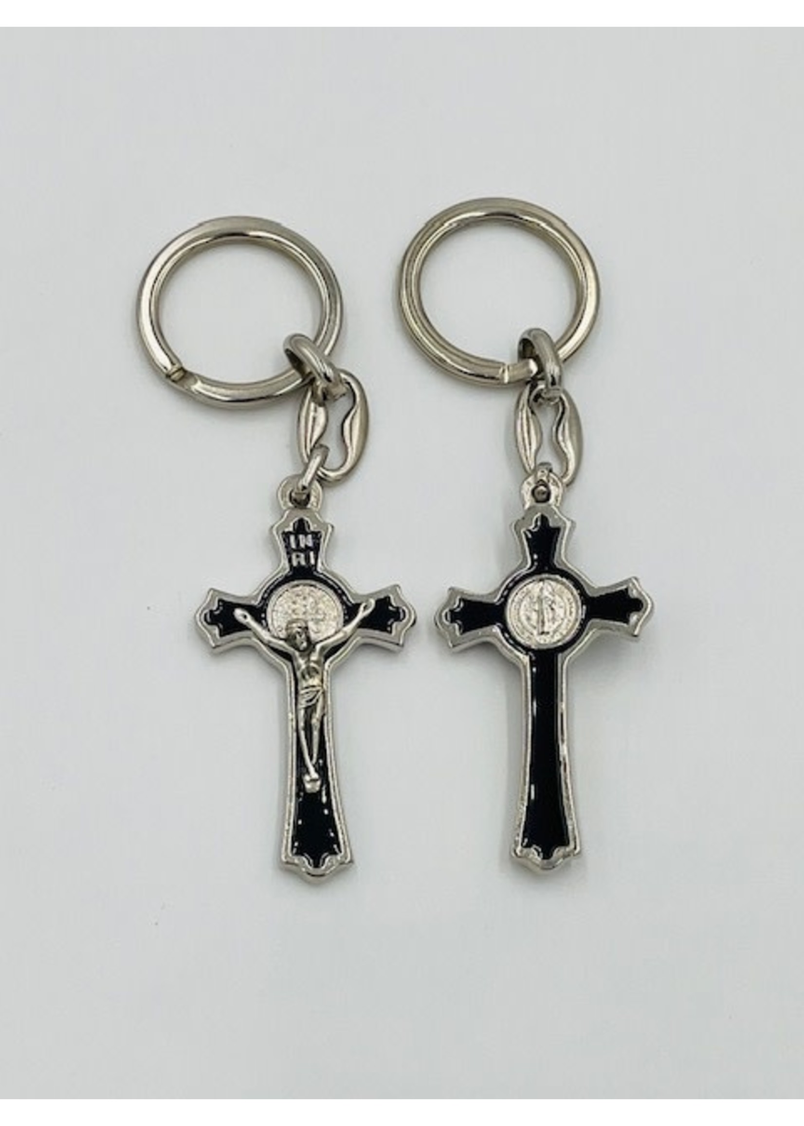 Black Enamel Saint Benedict Medal Key Chain