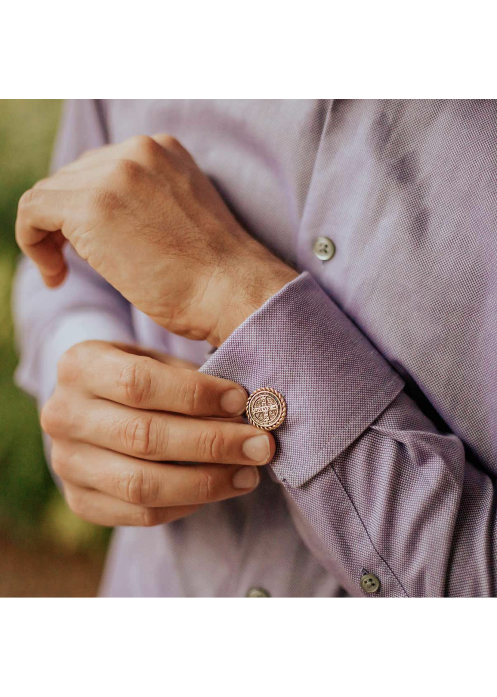 My Saint My Hero Benedictine Cuff Links - Silver tone