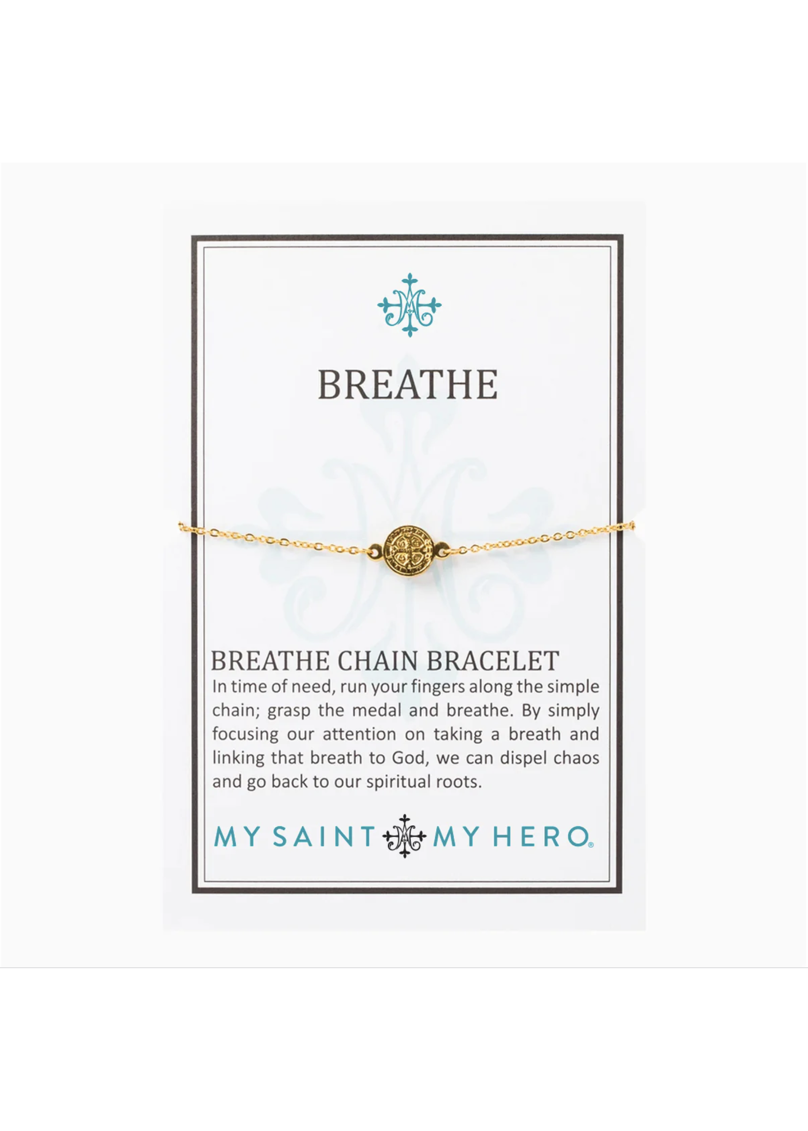 My Saint My Hero Breathe Benedictine Chain Bracelet silver tone
