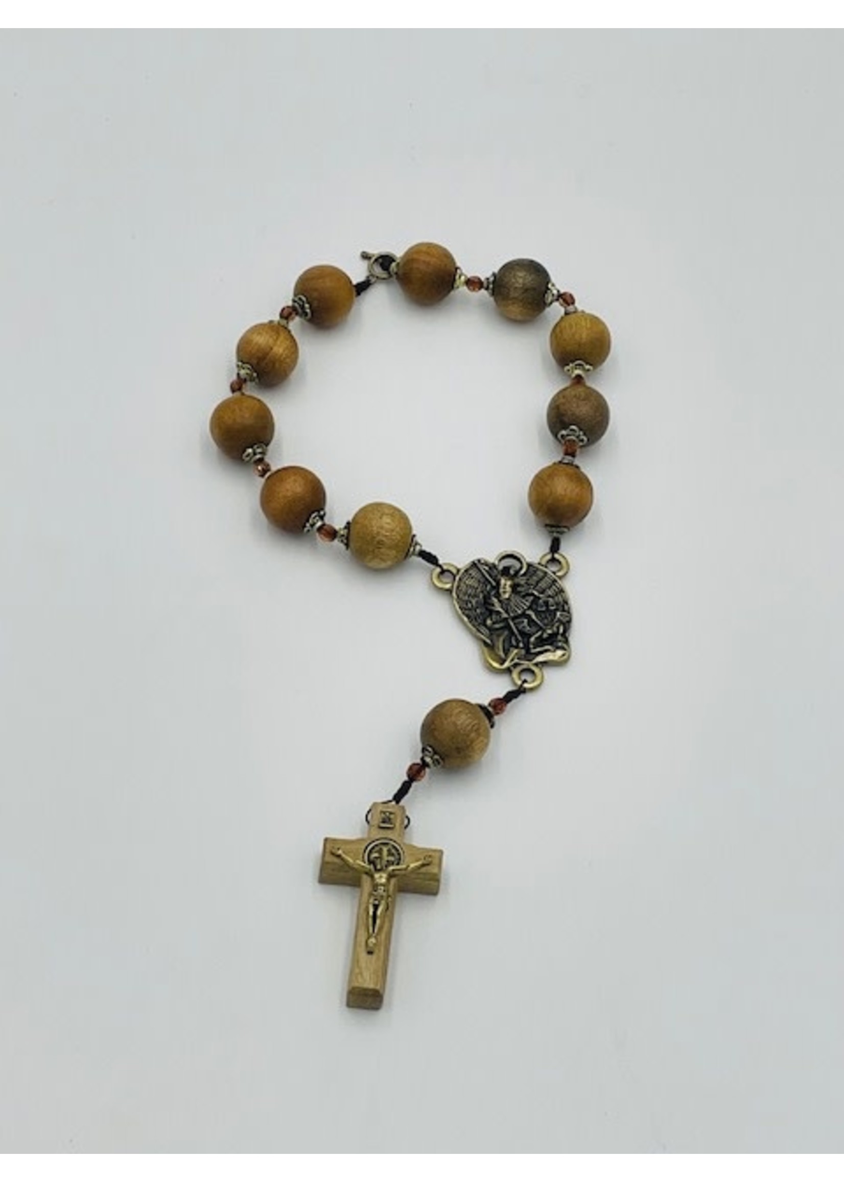Saint Michael Door Rosary - antique gold center