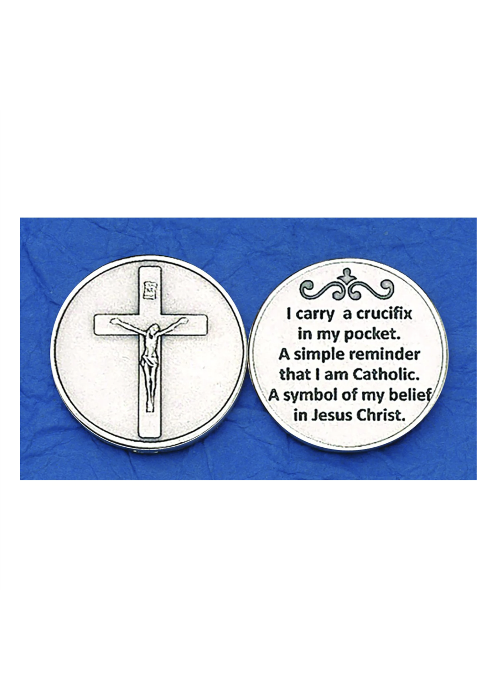 "Crucifix in My Pocket" pocket prayer token/coin