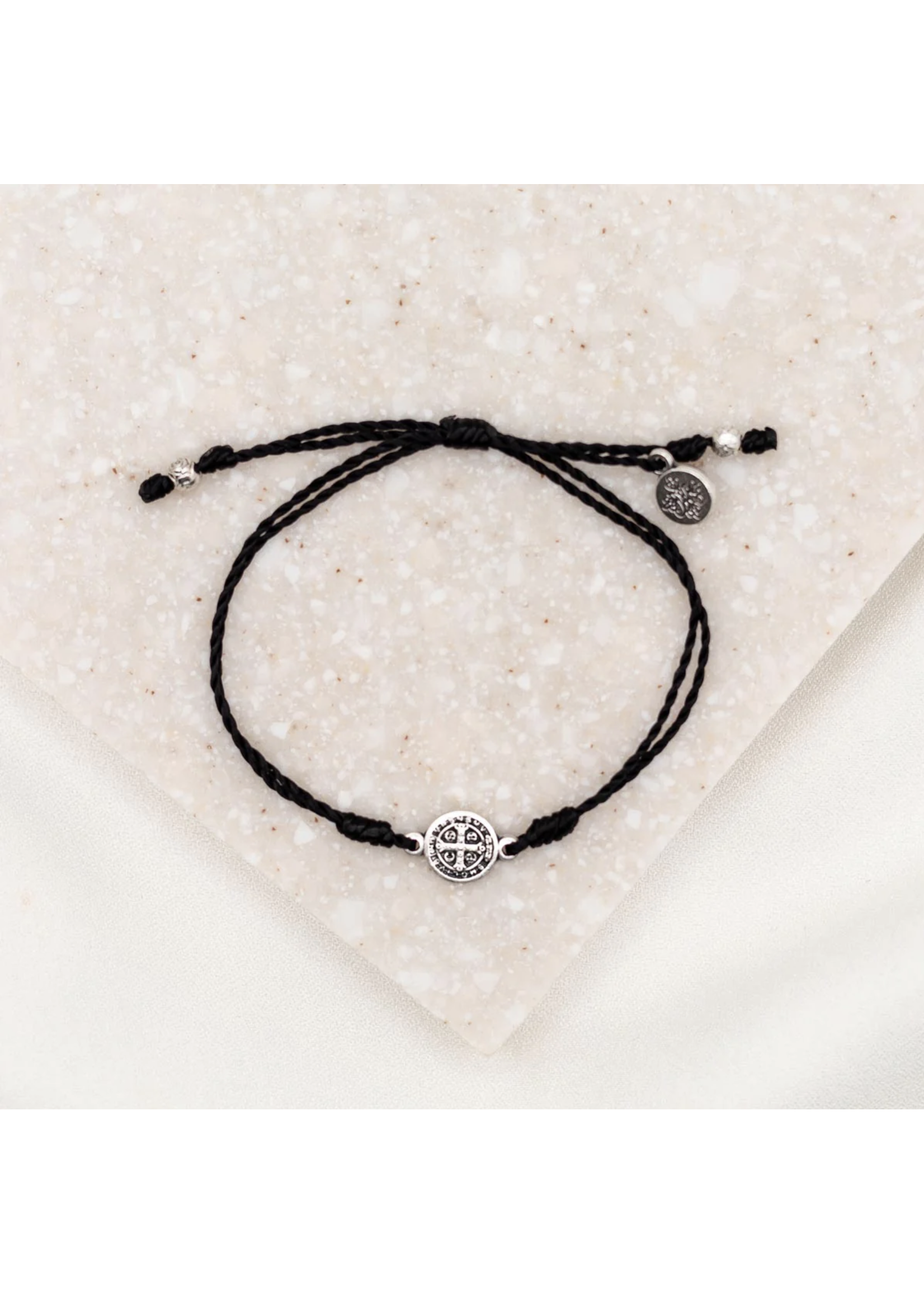 My Saint My Hero Breathe Benedictine Blessing Bracelet - silver tone/black