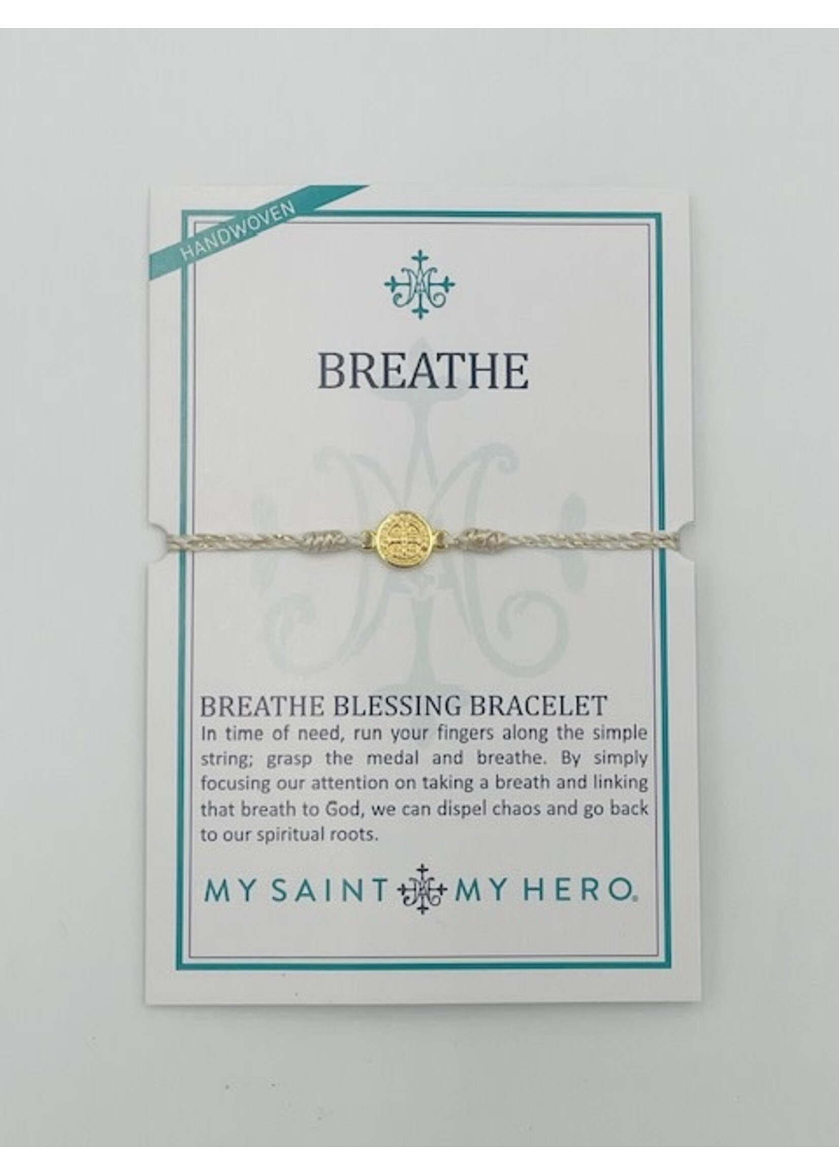 My Saint My Hero Breathe Benedictine Blessing Bracelet - gold thread/tone