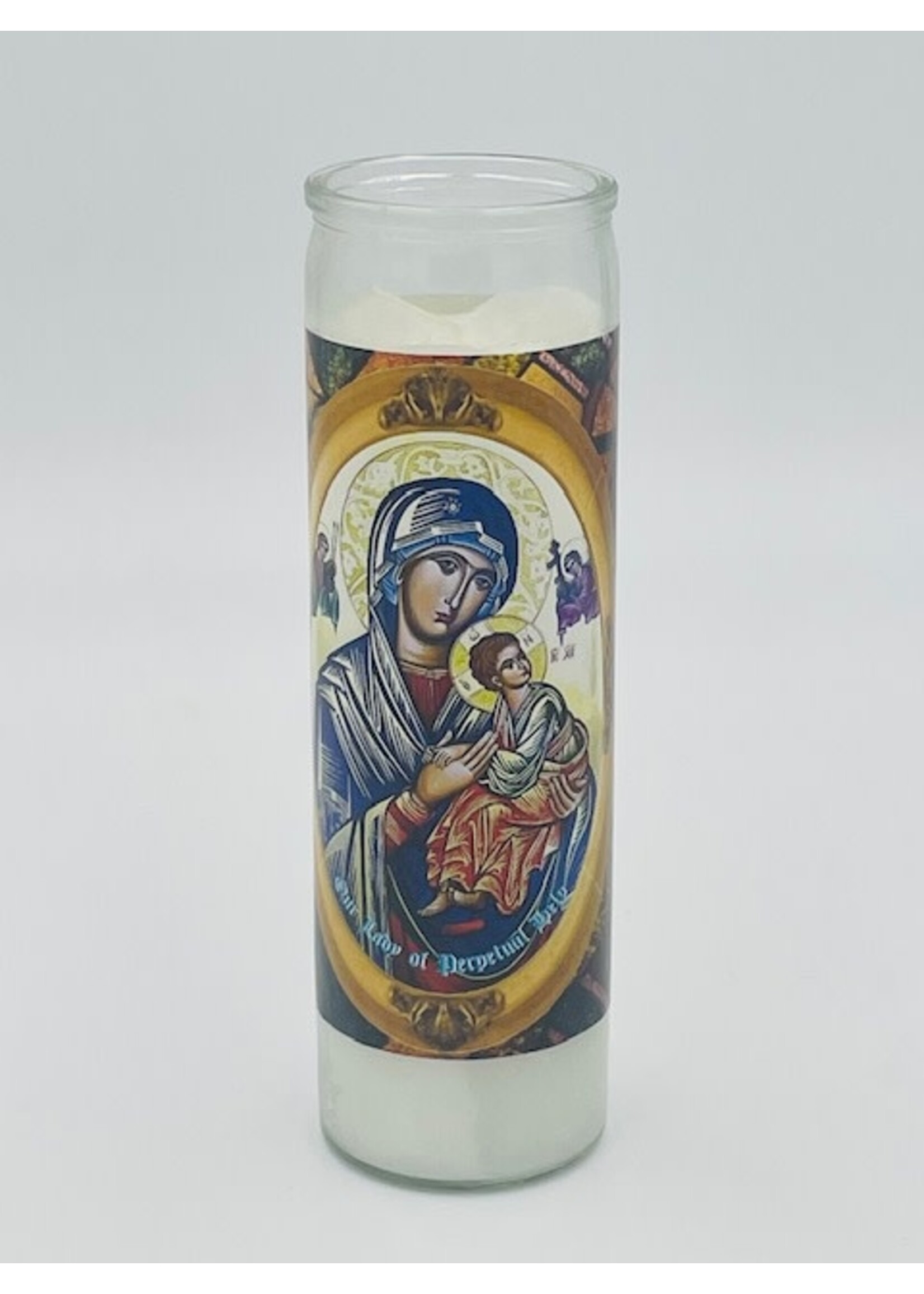 Our Lady of Perpetual Help Glass Container Candle
