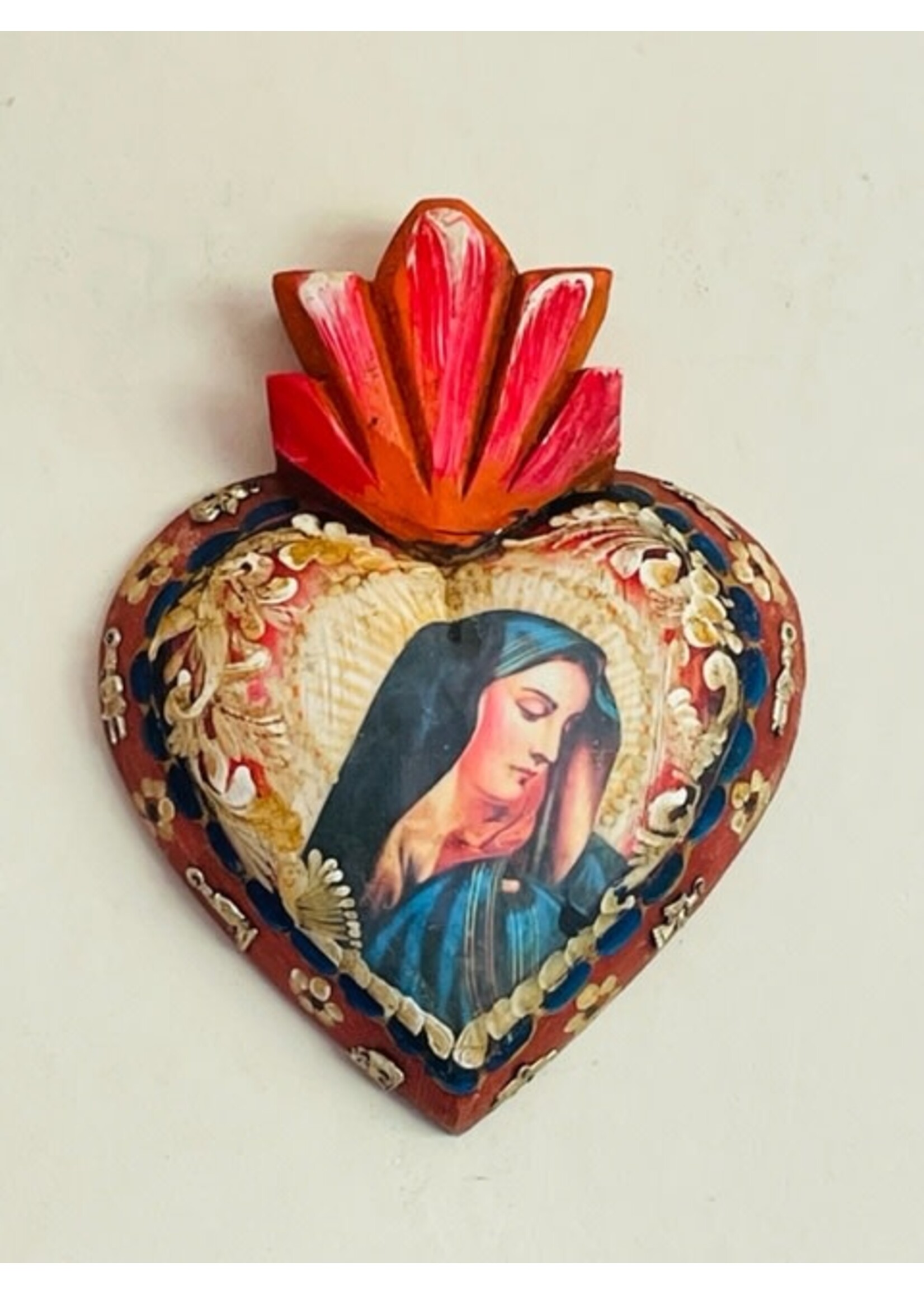 Our Lady of Sorrows Handcrafted Wood Heart