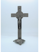 Silver-tone Standing Crucifix with St Benedict Medal