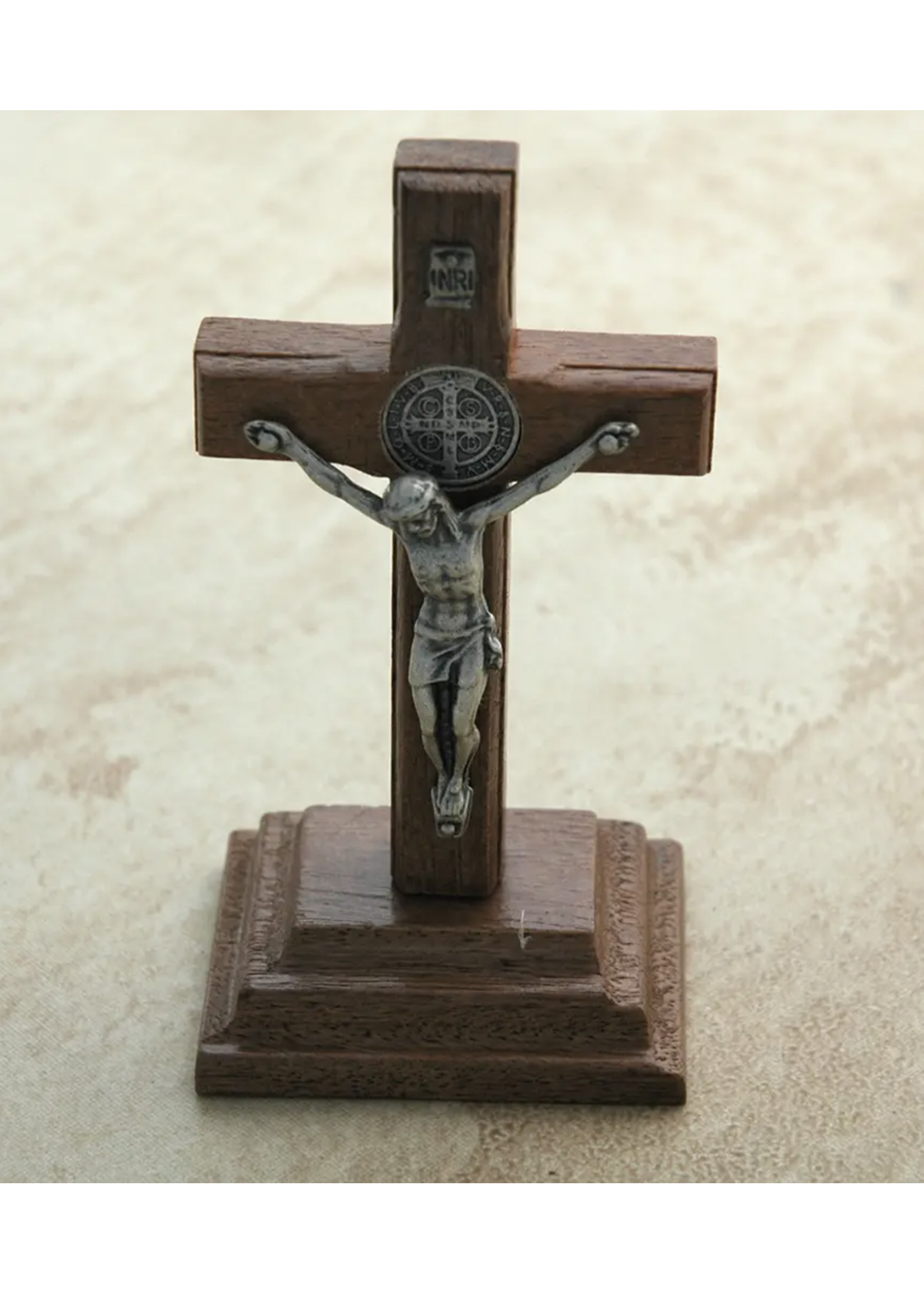 Benedict Medal Standing Wood Crucifix