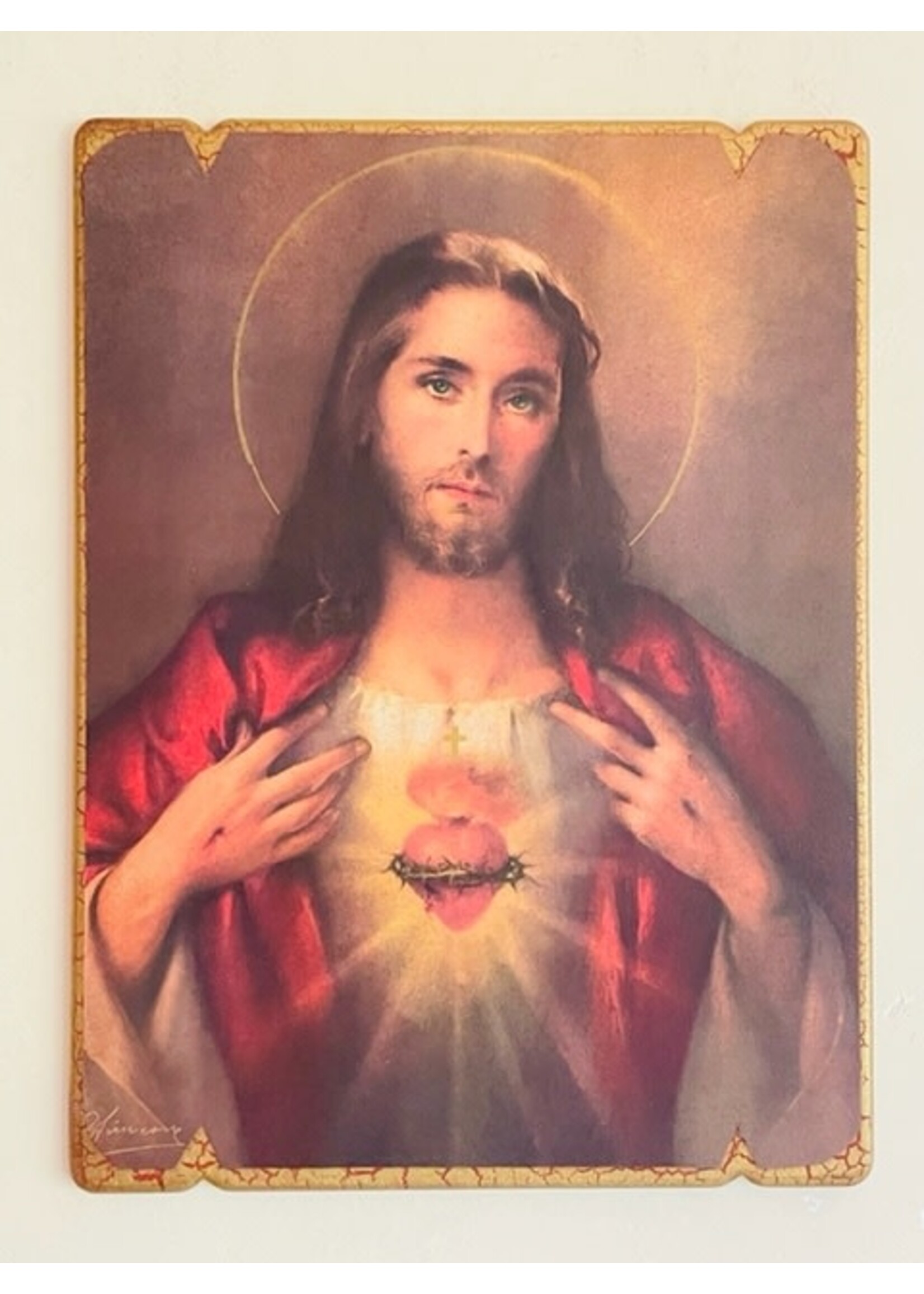 Sacred Heart of Jesus Wood Plaque 15" x 11"